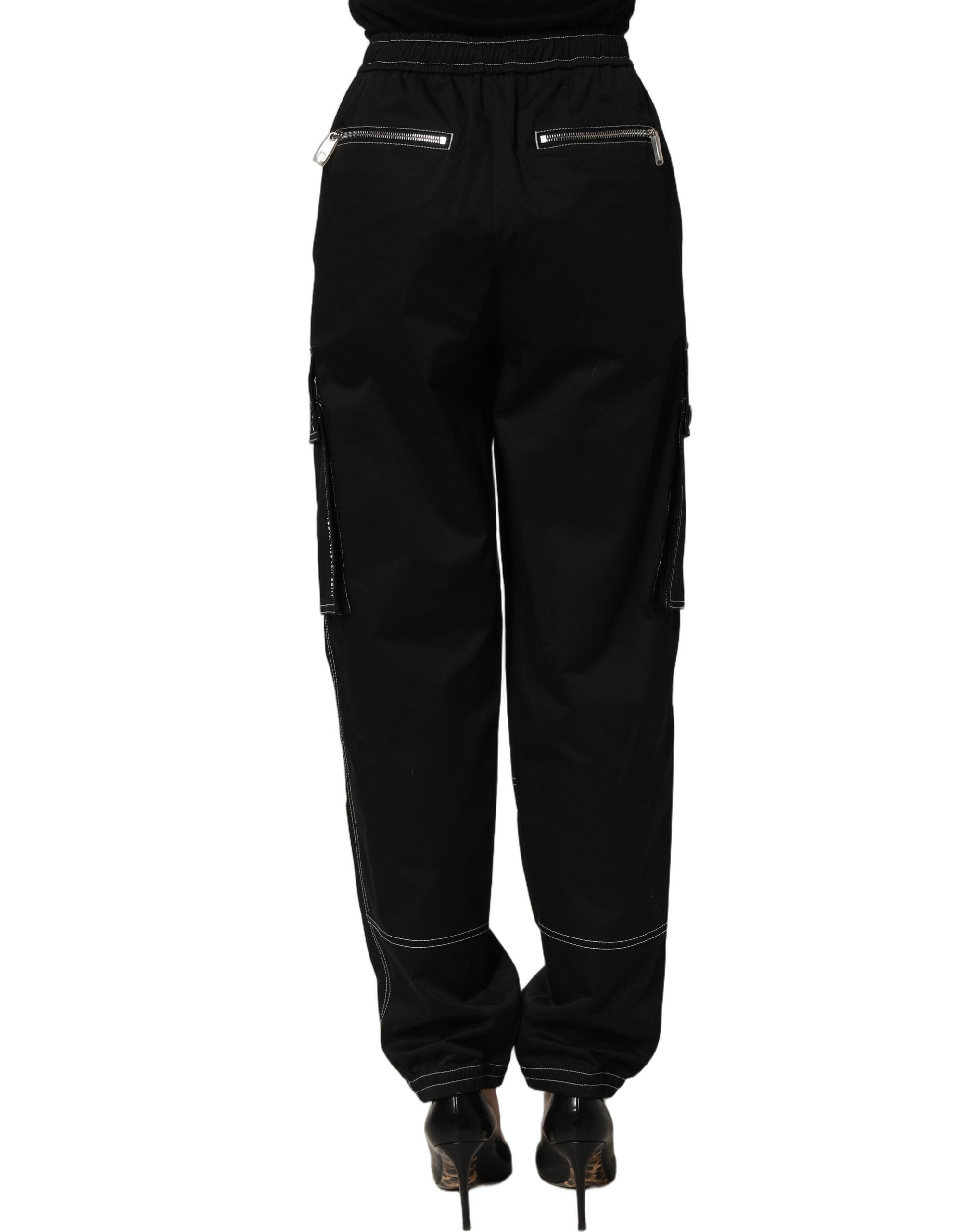 Dolce & Gabbana Black Vibe Cargo High Waist Straight Women's Pants (Pre-Owned)