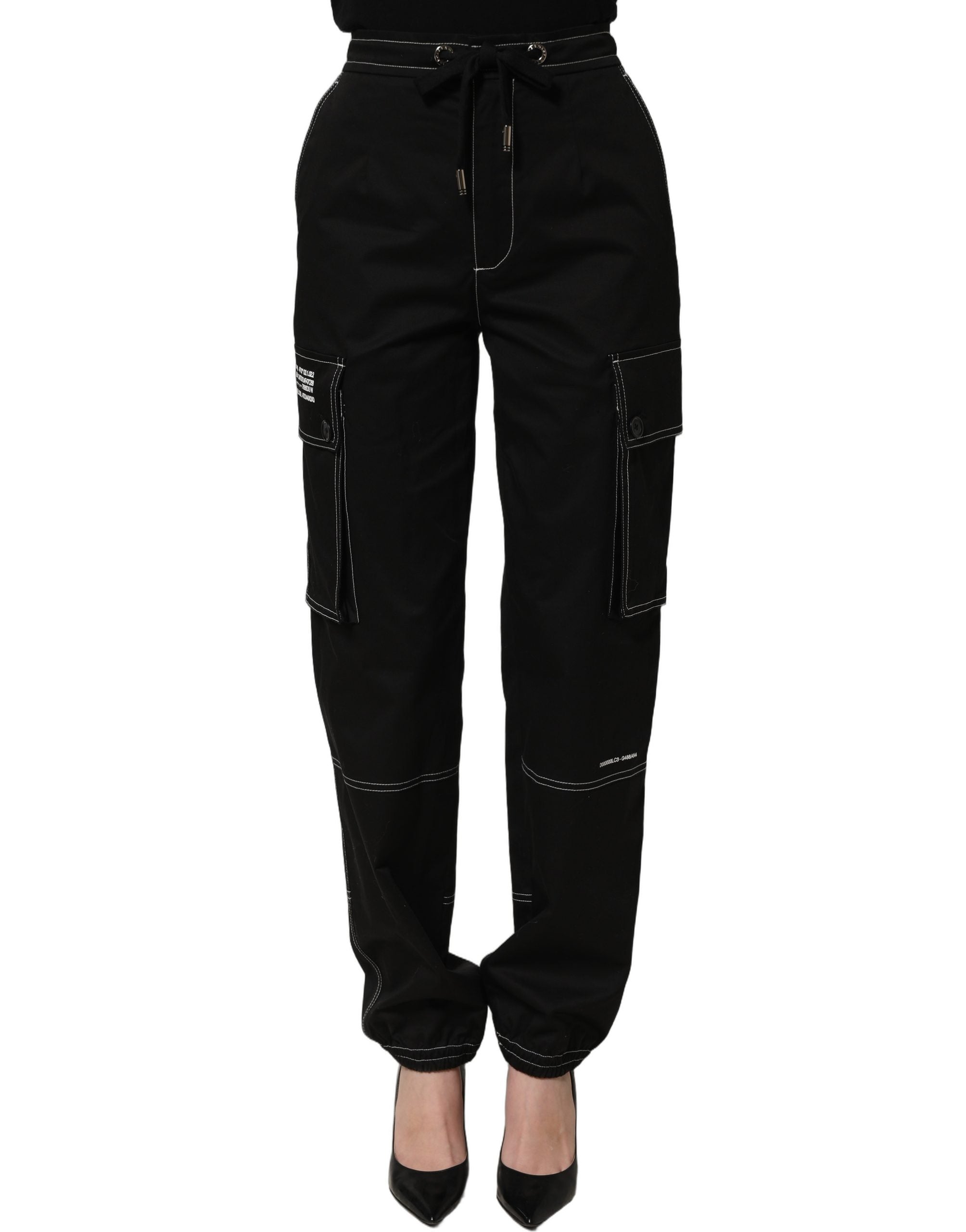 Dolce & Gabbana Black Vibe Cargo High Waist Straight Women's Pants (Pre-Owned)