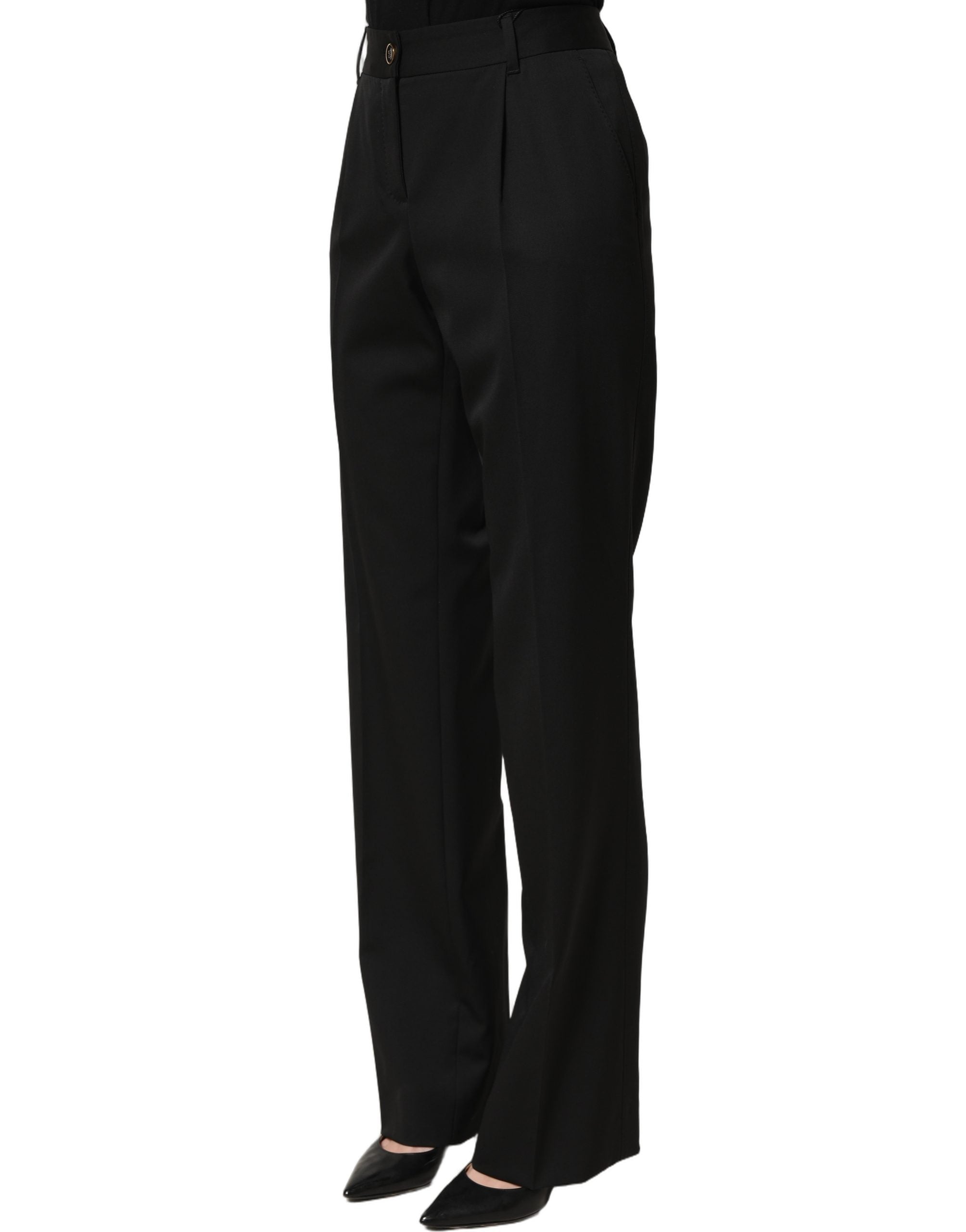 Dolce & Gabbana Black High Waist Straight Dress Trouser Women's Pants