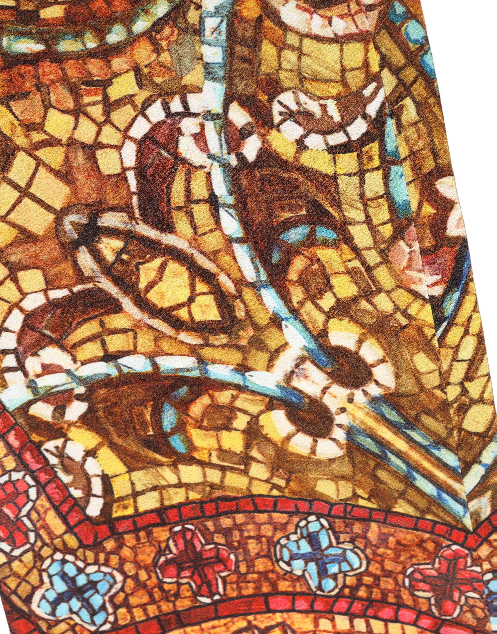 Dolce & Gabbana Multicolor Mosaic Print Crepe Cropped Trouser Women's Pants