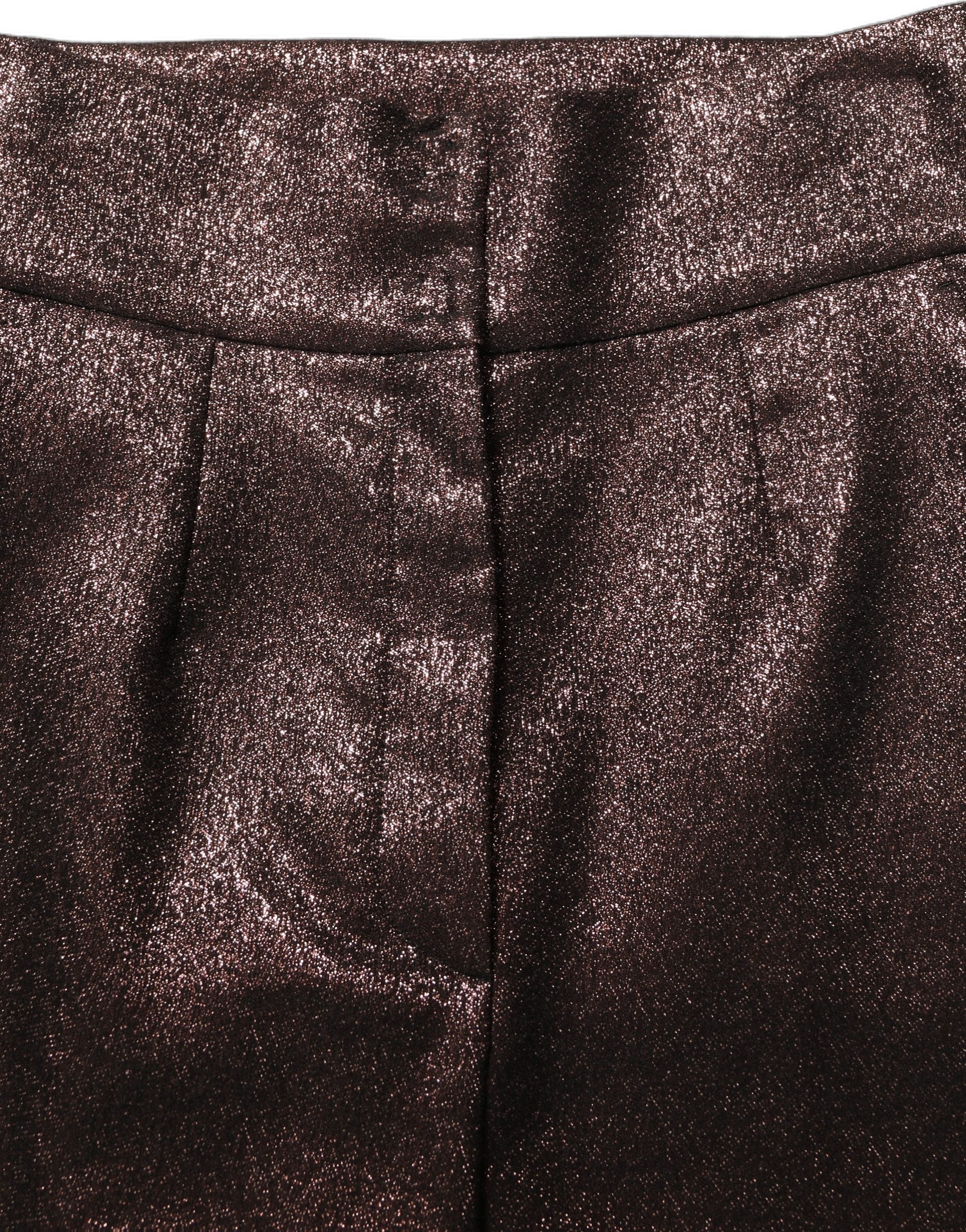 Dolce & Gabbana Metallic Brown High Waist Tapered Leg Women's Pants