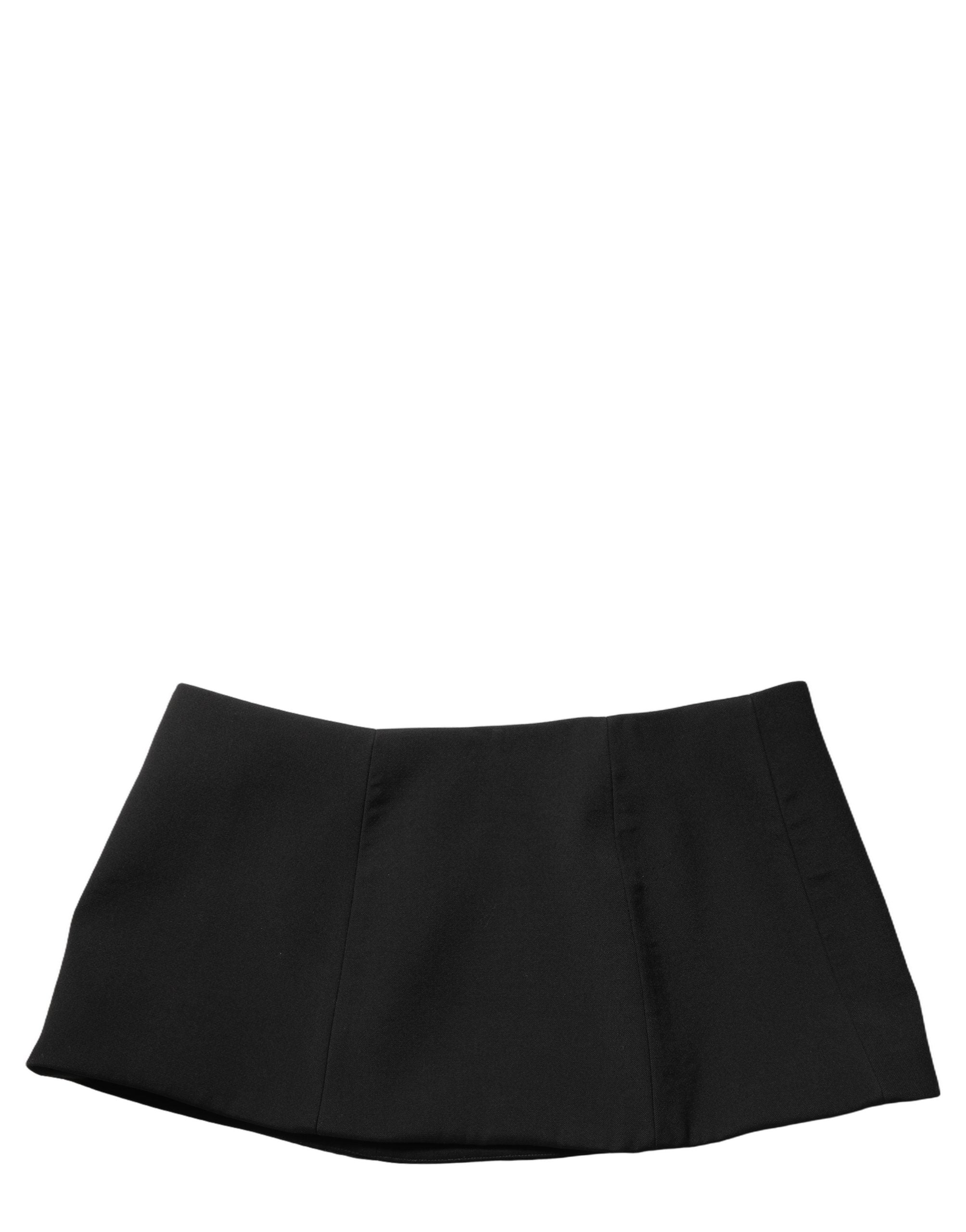 Dolce & Gabbana Black Wool A-line Low Waist Mini Women  Skirt