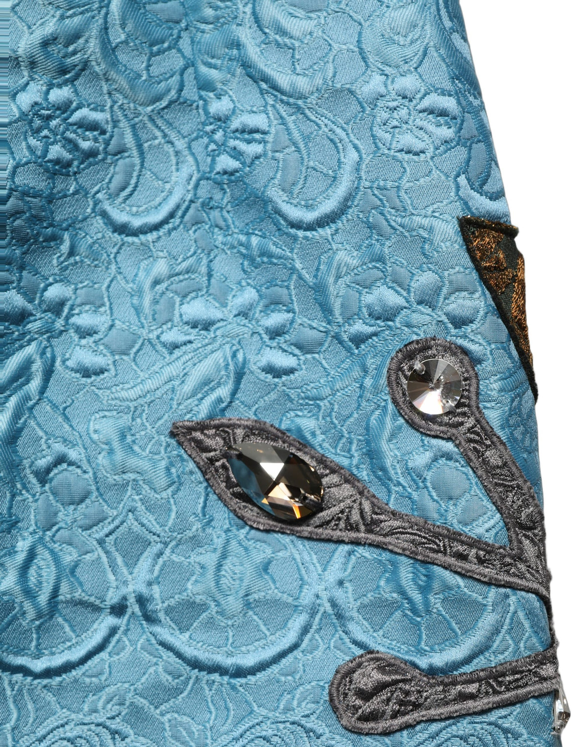 Dolce & Gabbana Blue Jacquard Embroidered A-line Women's Skirt