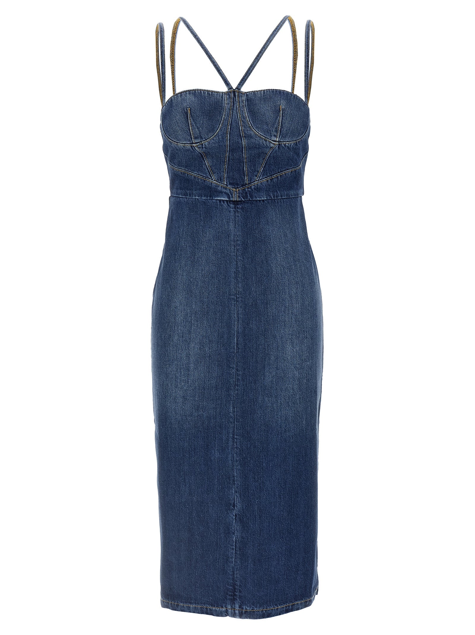 Nensi Dojaka Blue Cotton Midi Women's Dress