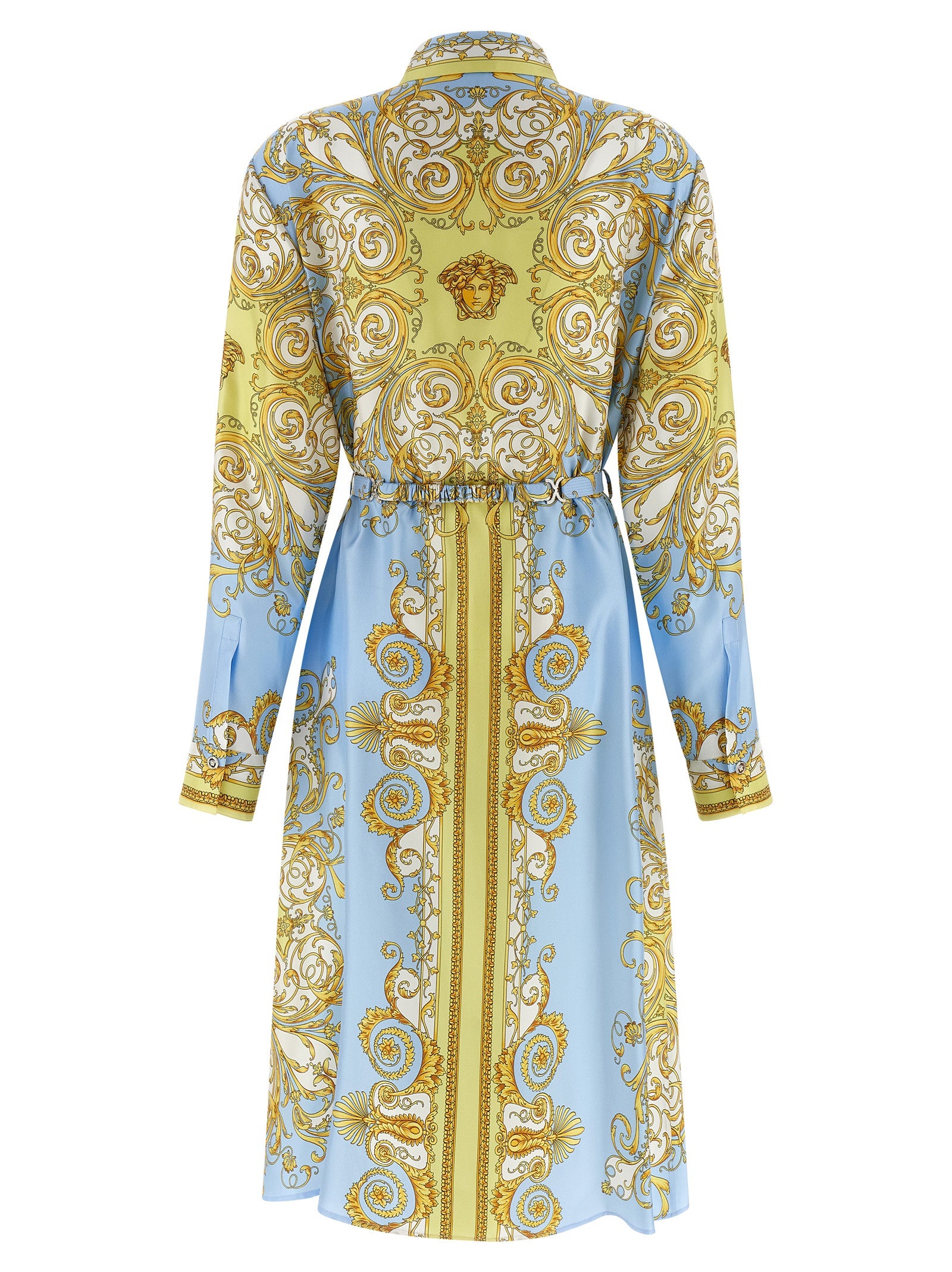 Versace Blue Silk Midi Women's Dress