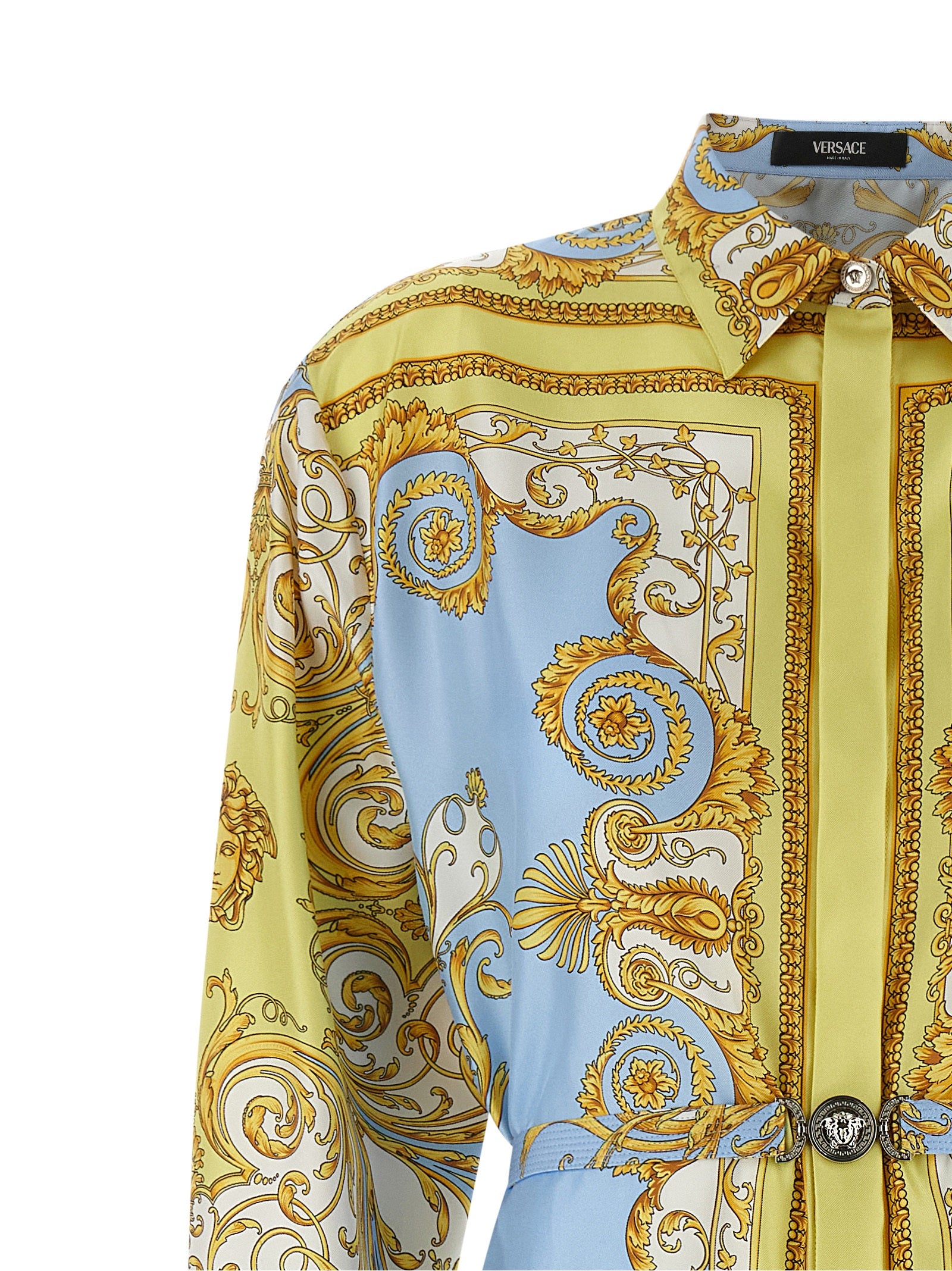 Versace Blue Silk Midi Women's Dress