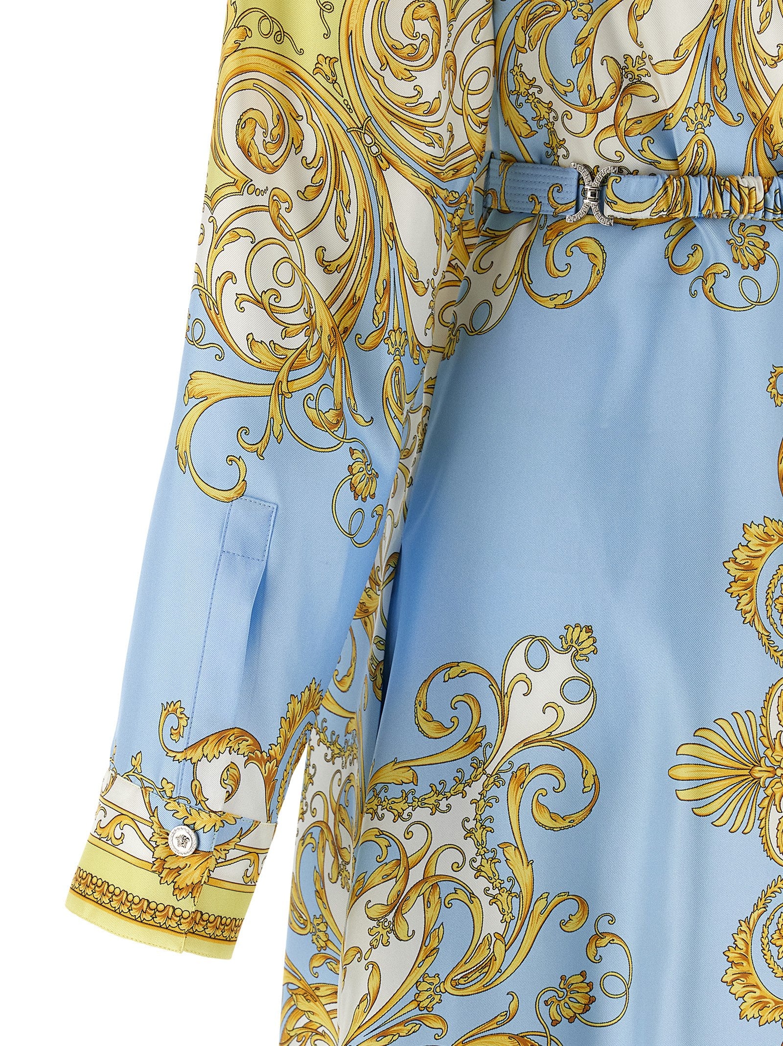Versace Blue Silk Midi Women's Dress