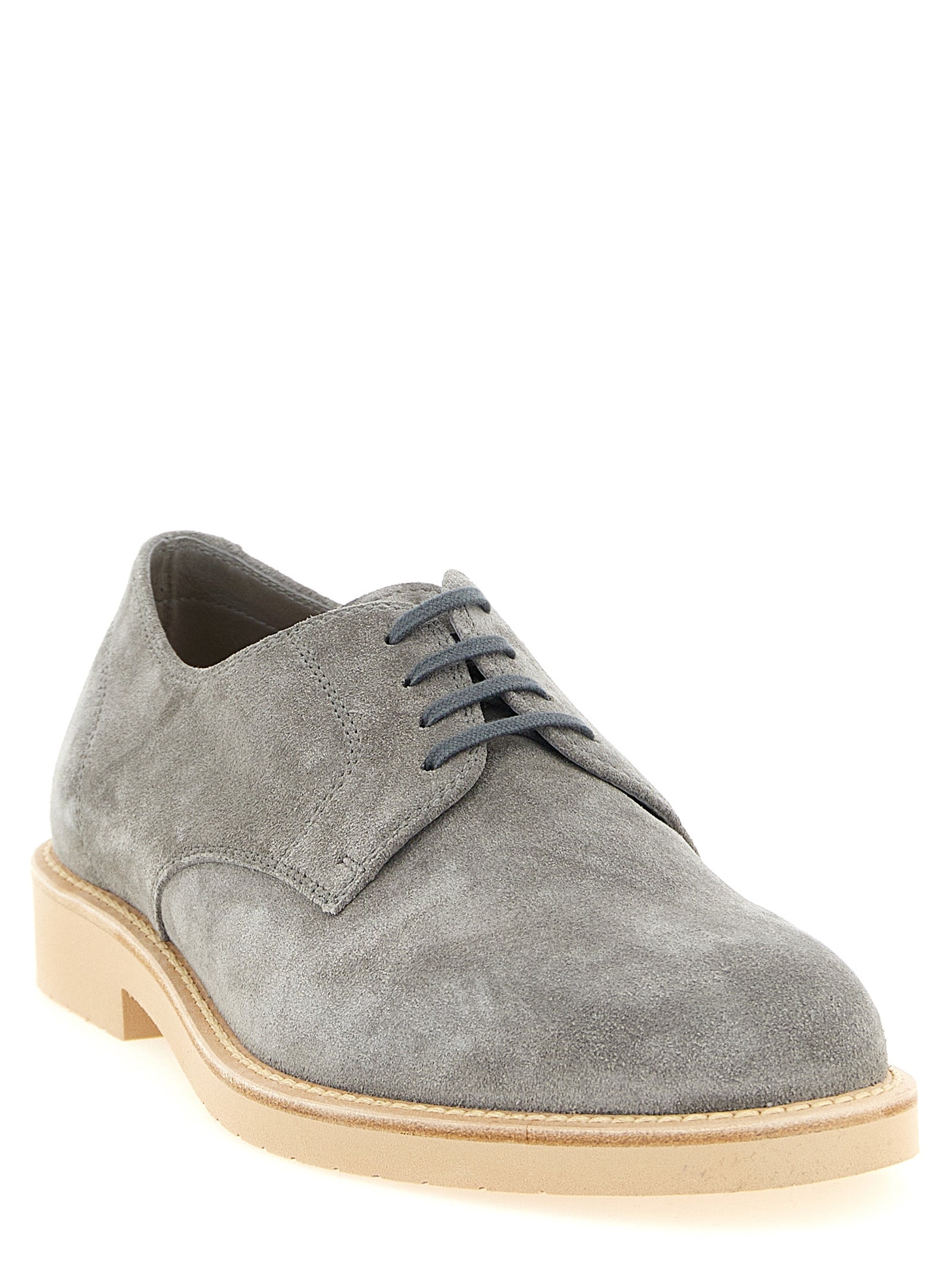 Brunello Cucinelli Gray Leather Oxfords And Men's Derbies