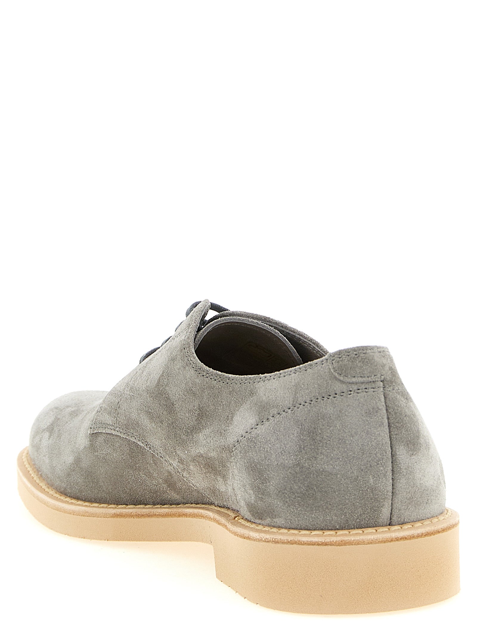 Brunello Cucinelli Gray Leather Oxfords And Men's Derbies