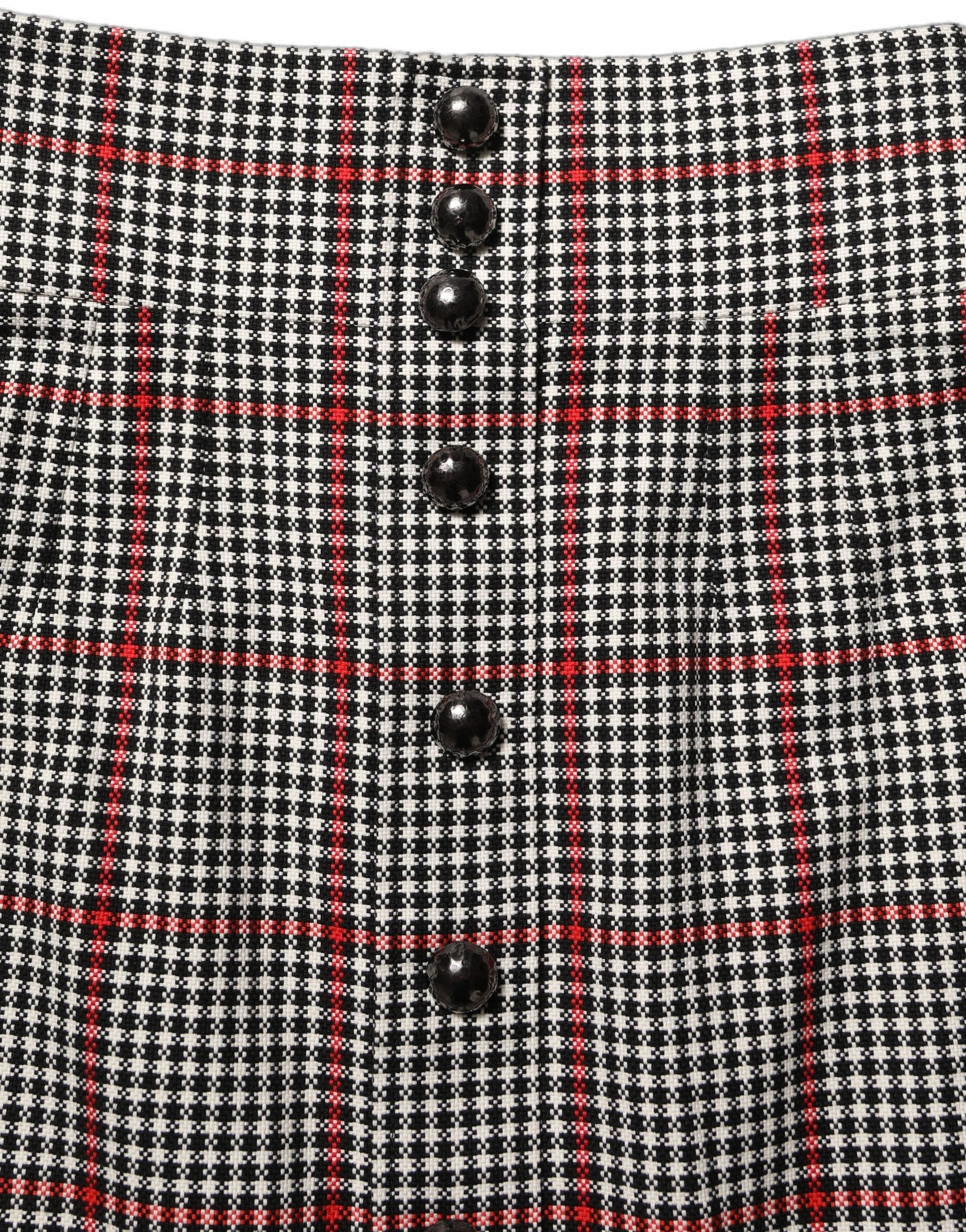Dolce & Gabbana Gray Checkered High Waist A-line Mini Women's Skirt