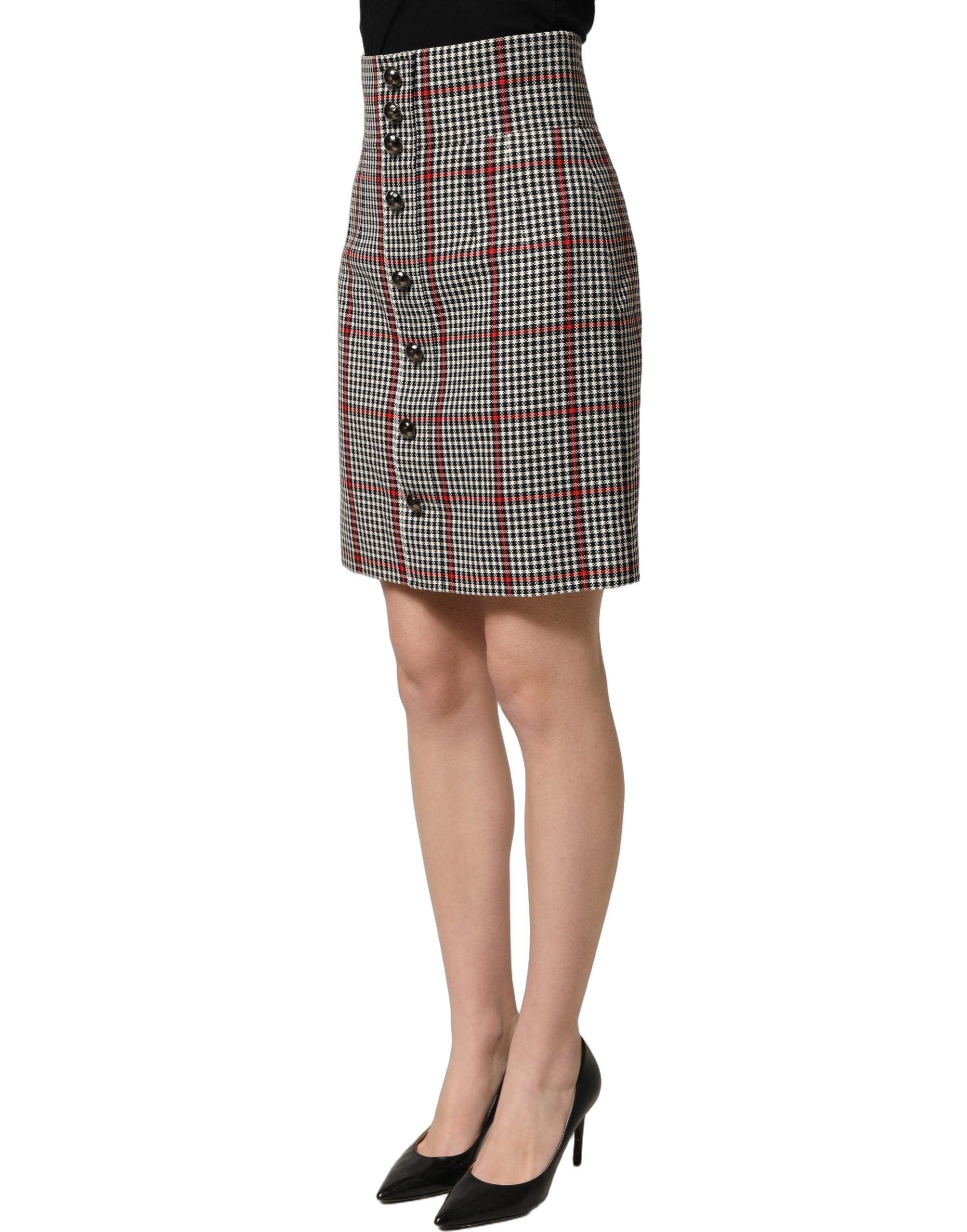 Dolce & Gabbana Gray Checkered High Waist A-line Mini Women's Skirt