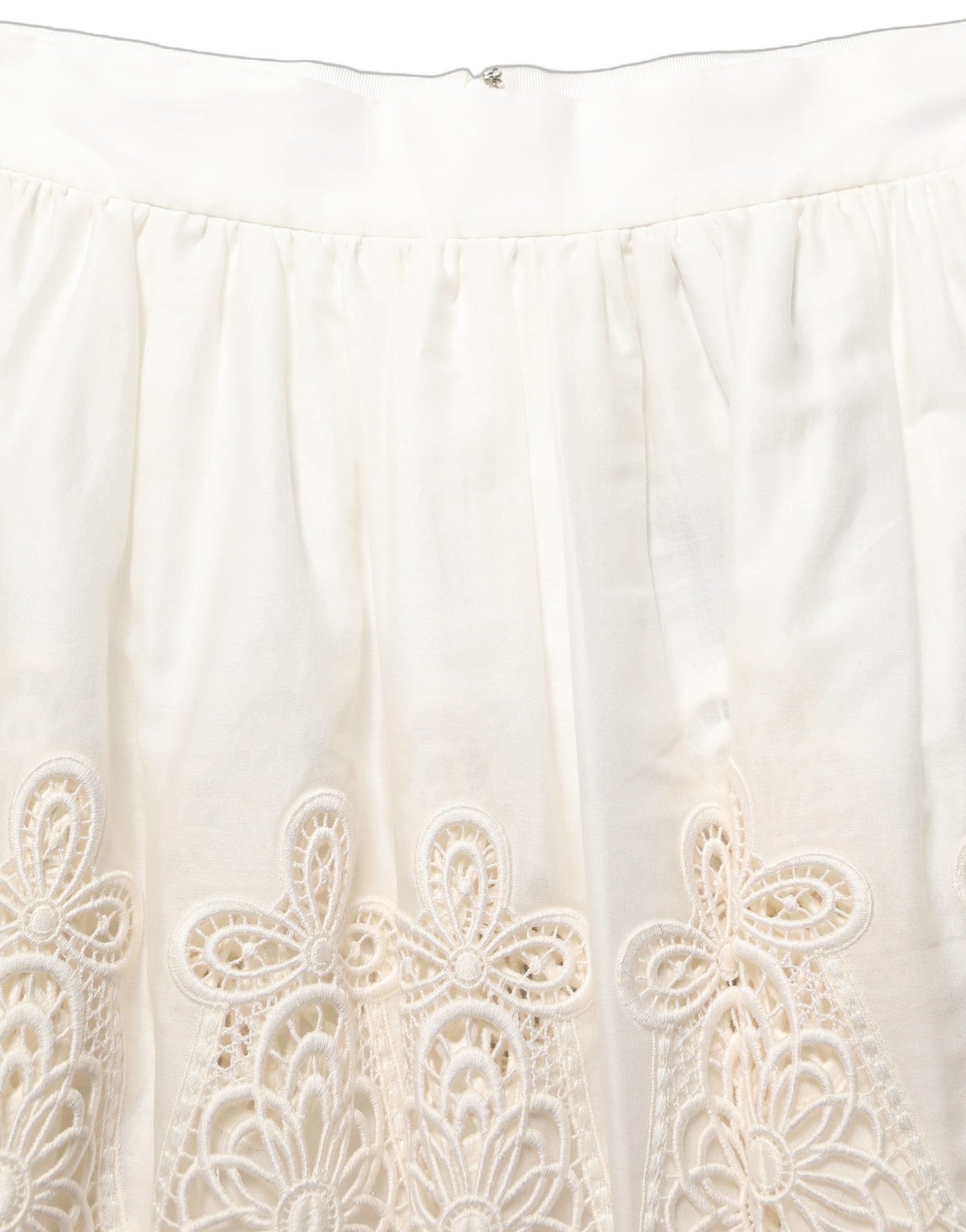Dolce & Gabbana White Floral Embroidered A-line Mini Women's Skirt
