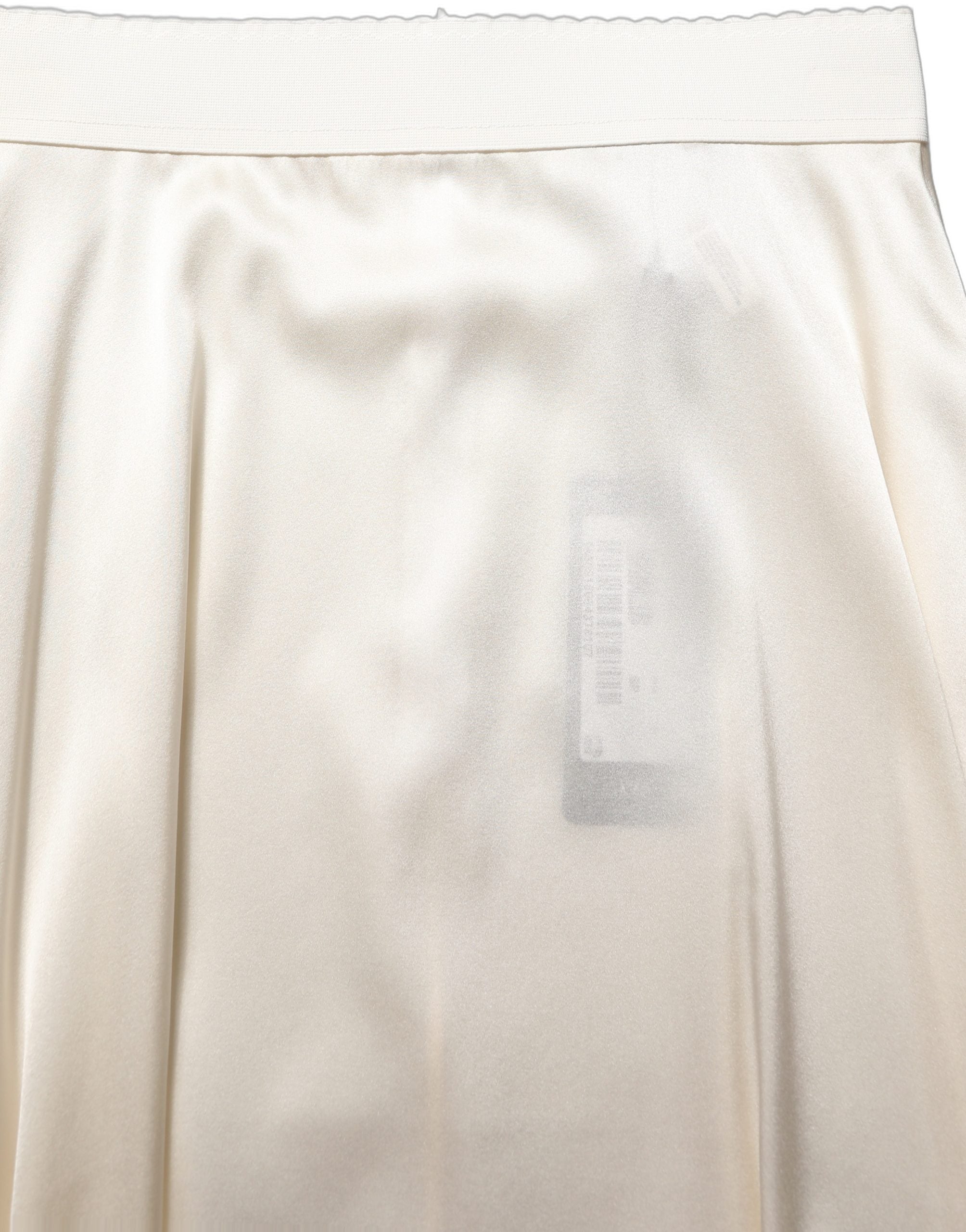 Dolce & Gabbana Off White Lace Trimmed Satin High Waist Women's Skirt