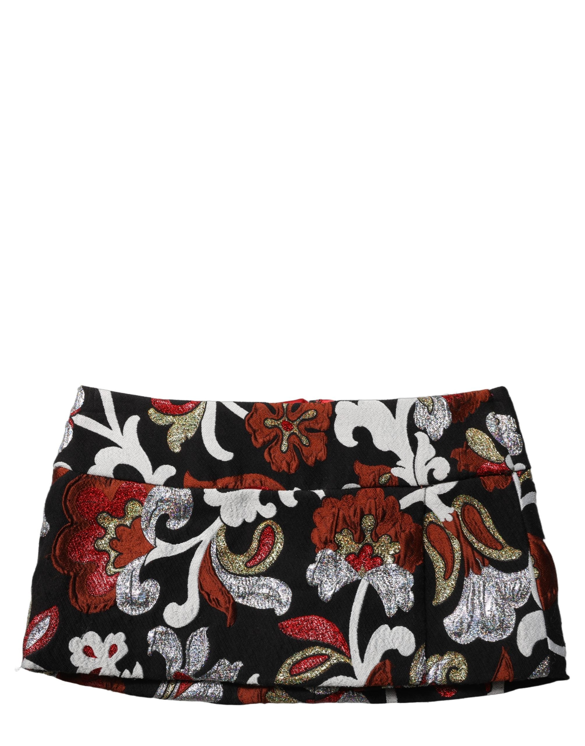 Dolce & Gabbana Black Floral Jacquard Mid Waist Mini Women's Skirt
