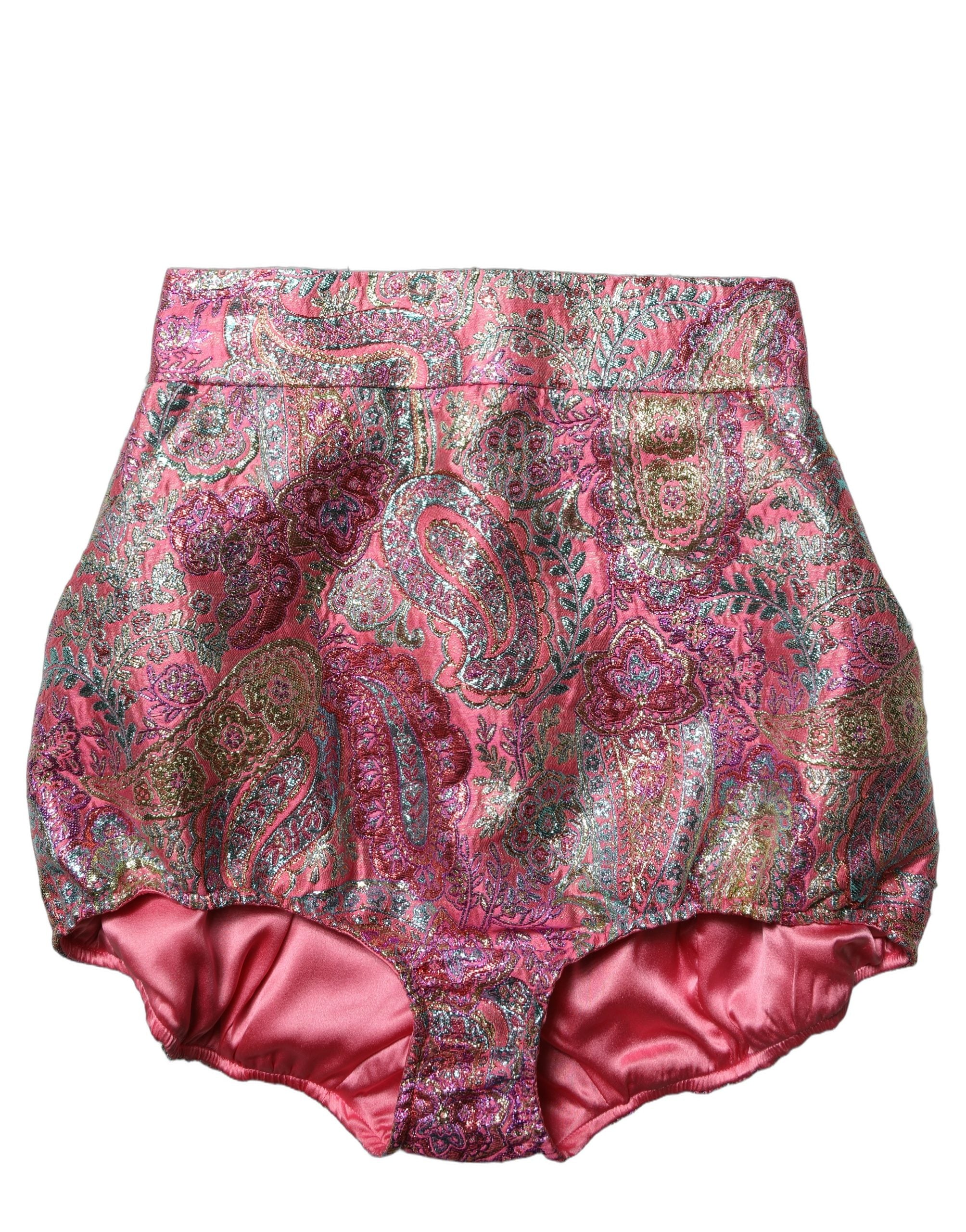 Dolce & Gabbana Pink Floral HighWaist Jacquard Hotpants Women's Shorts