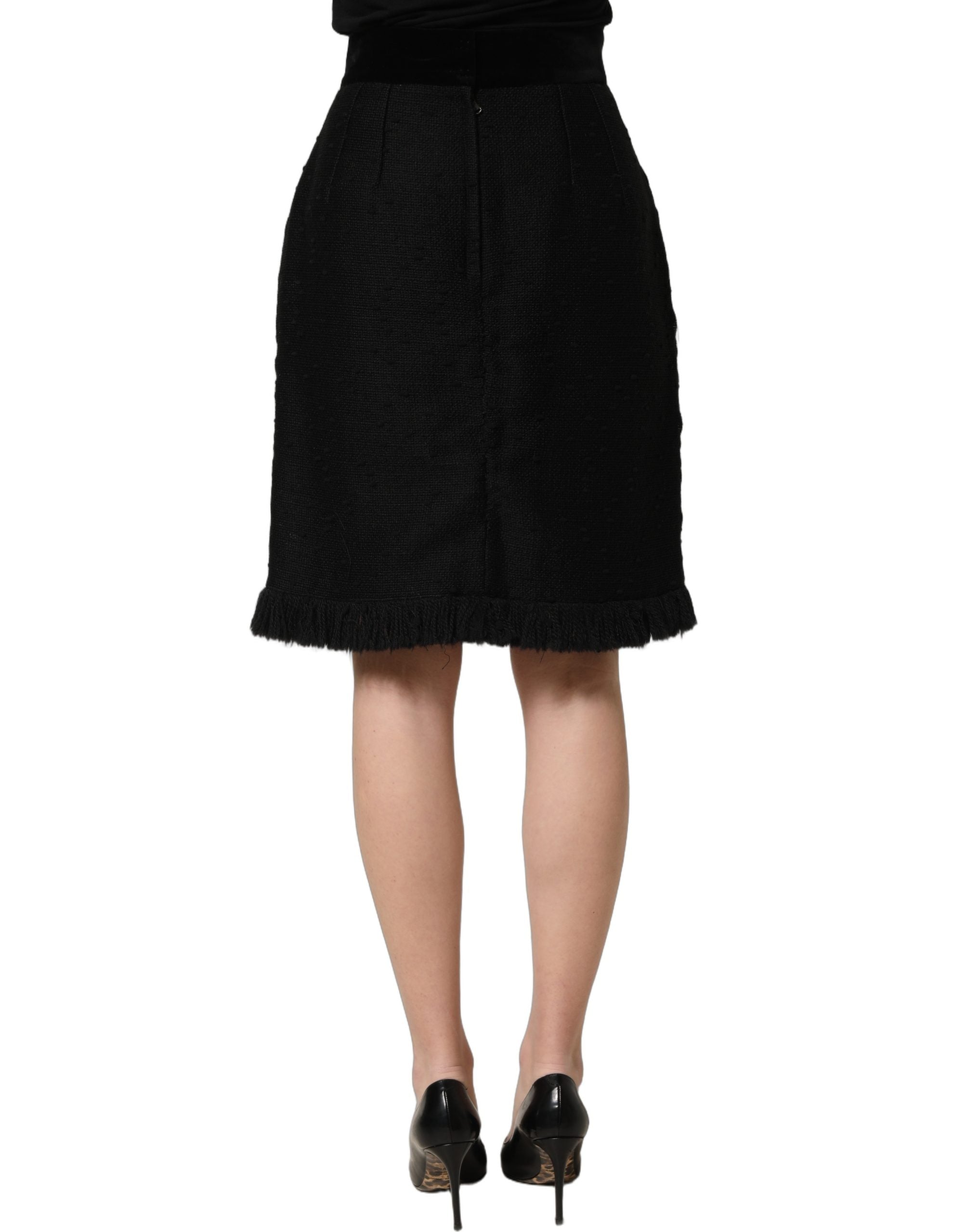 Dolce & Gabbana Black High Waist Pencil Cut Knee Length Women's Skirt (Pre-Owned)