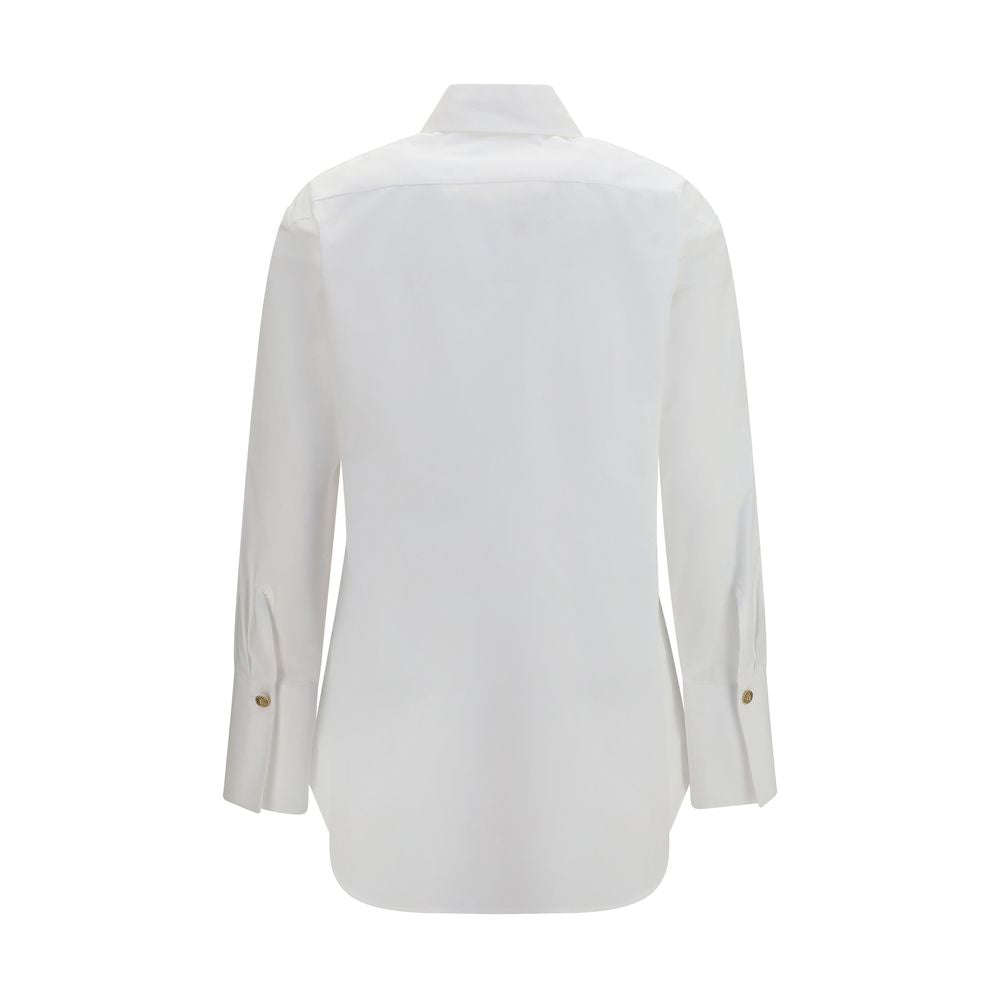 Balmain White Cotton Dress Women's Shirt