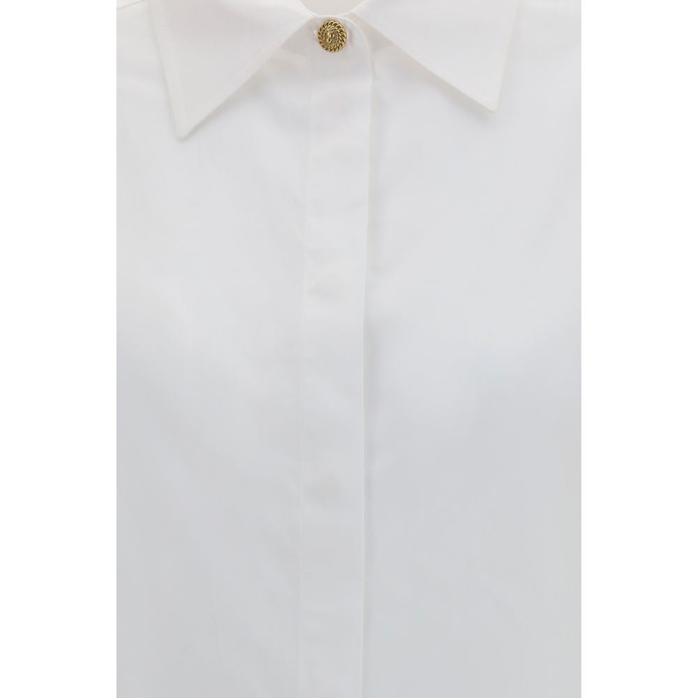 Balmain White Cotton Dress Women's Shirt