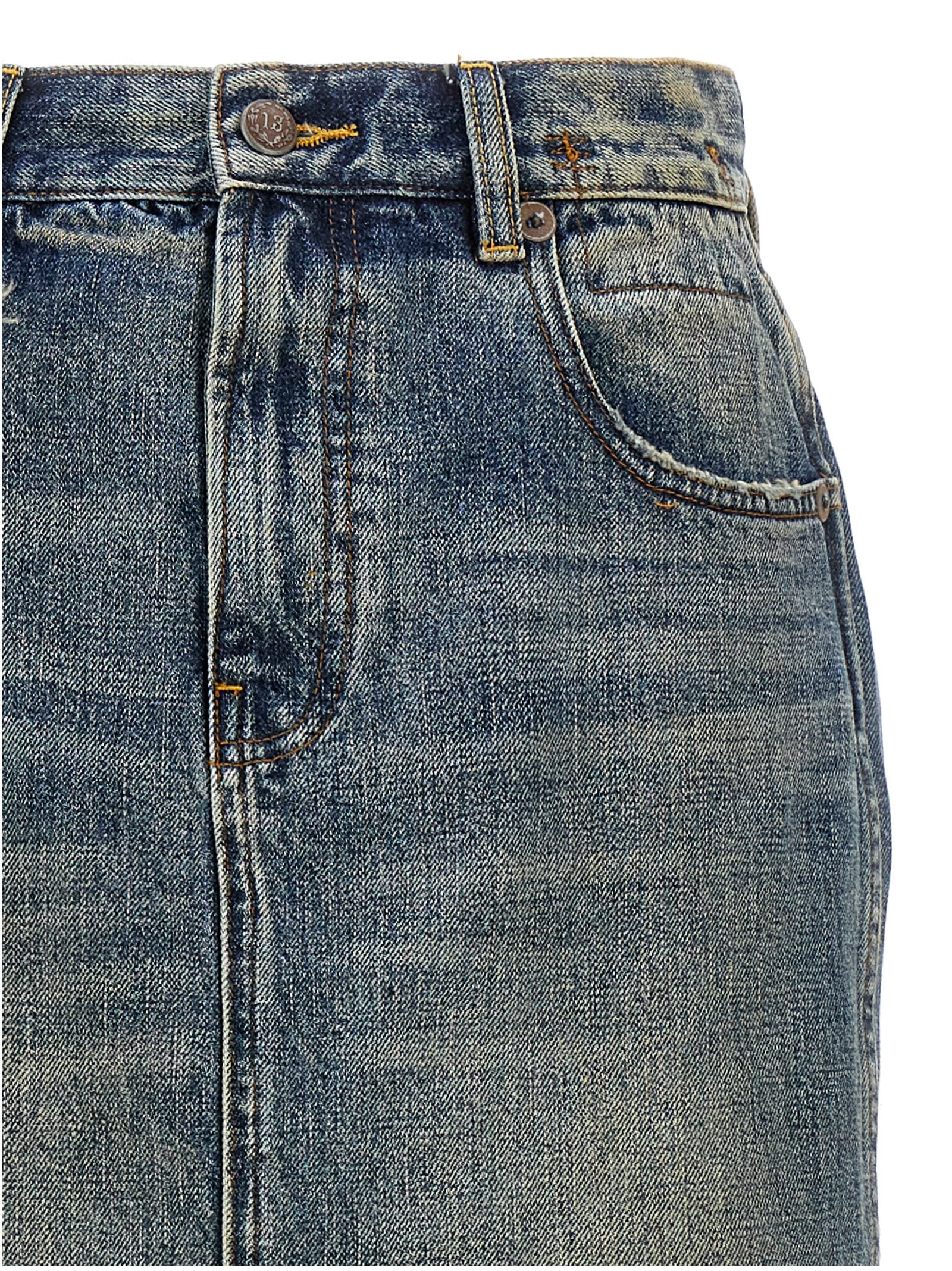 R13 Blue Cotton Mini Women's Skirt