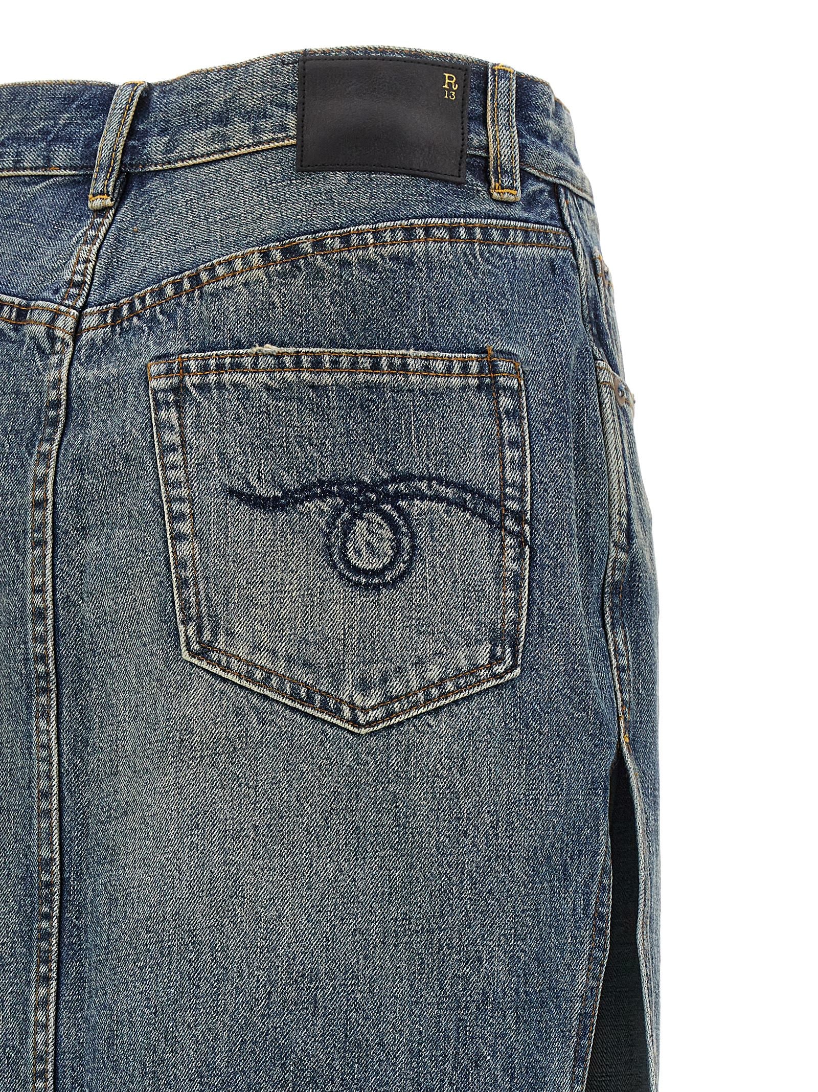 R13 Blue Cotton Mini Women's Skirt