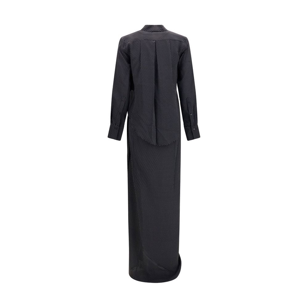 SA SU PHI Black Silk Long Women's Dress