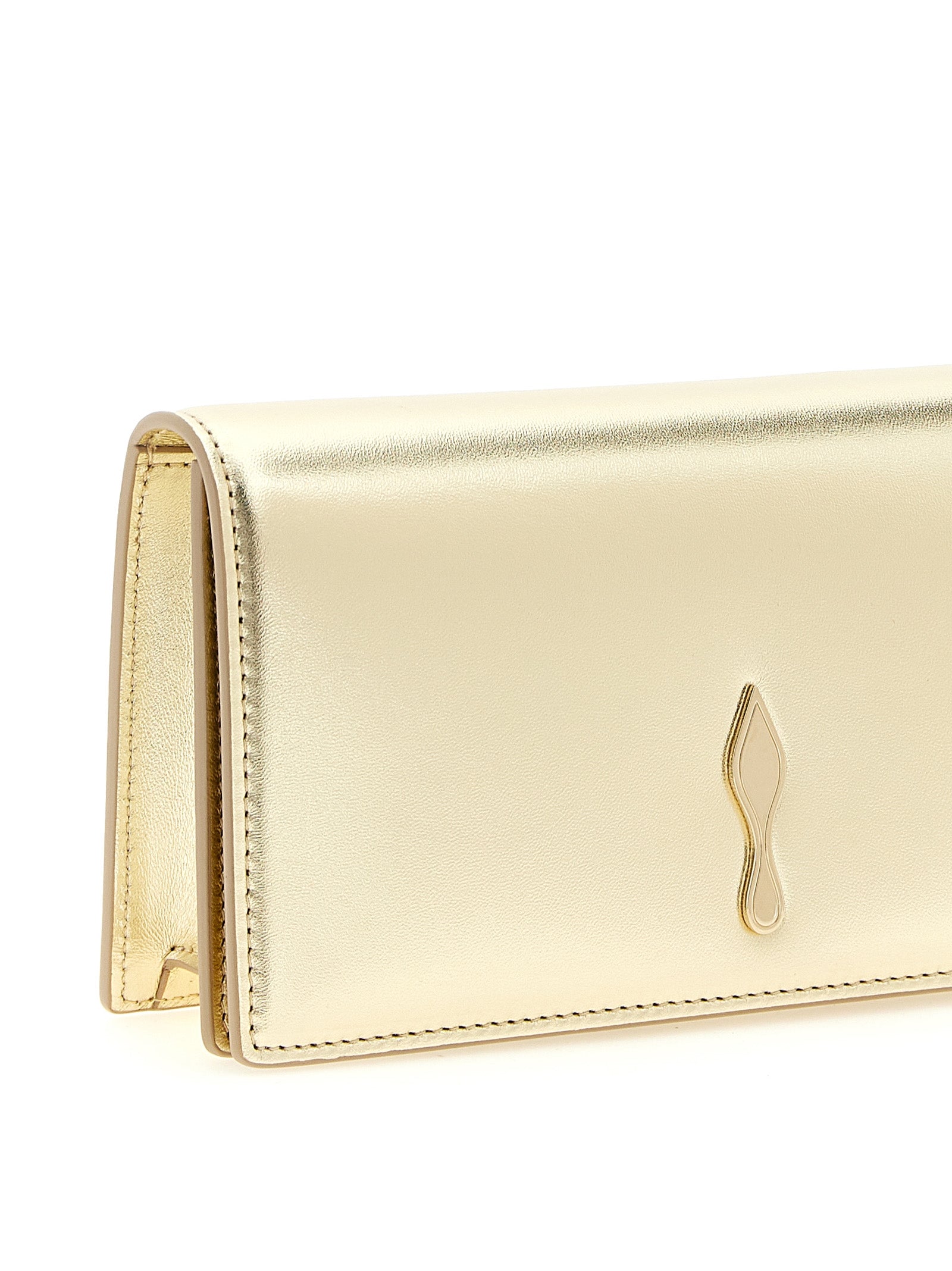 Christian Louboutin Gold Lambskin Clutch Women's Bag