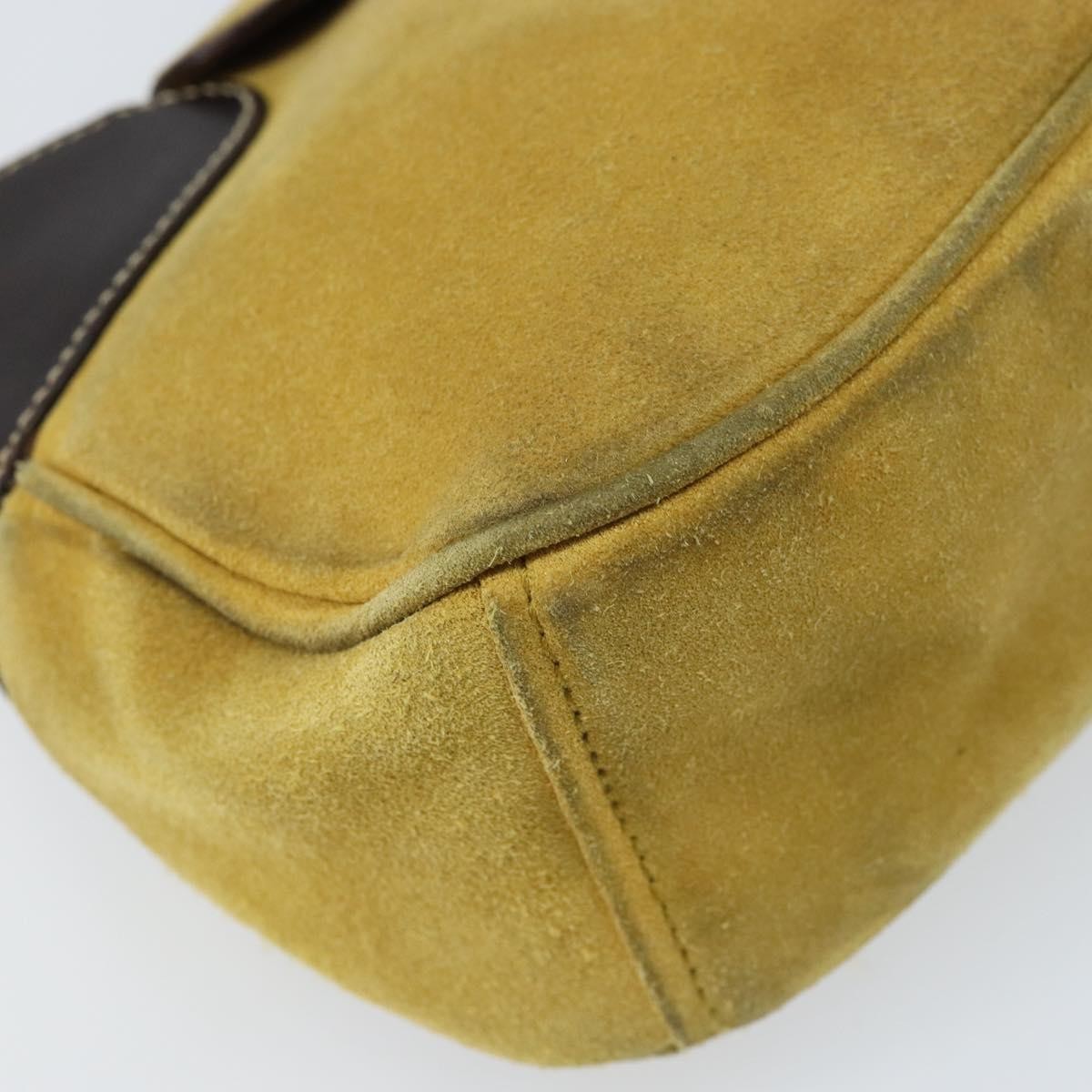 Prada Push Lock Flap Satchel Suede Yellow Suede Shoulder Bag Bag (Pre-Owned)