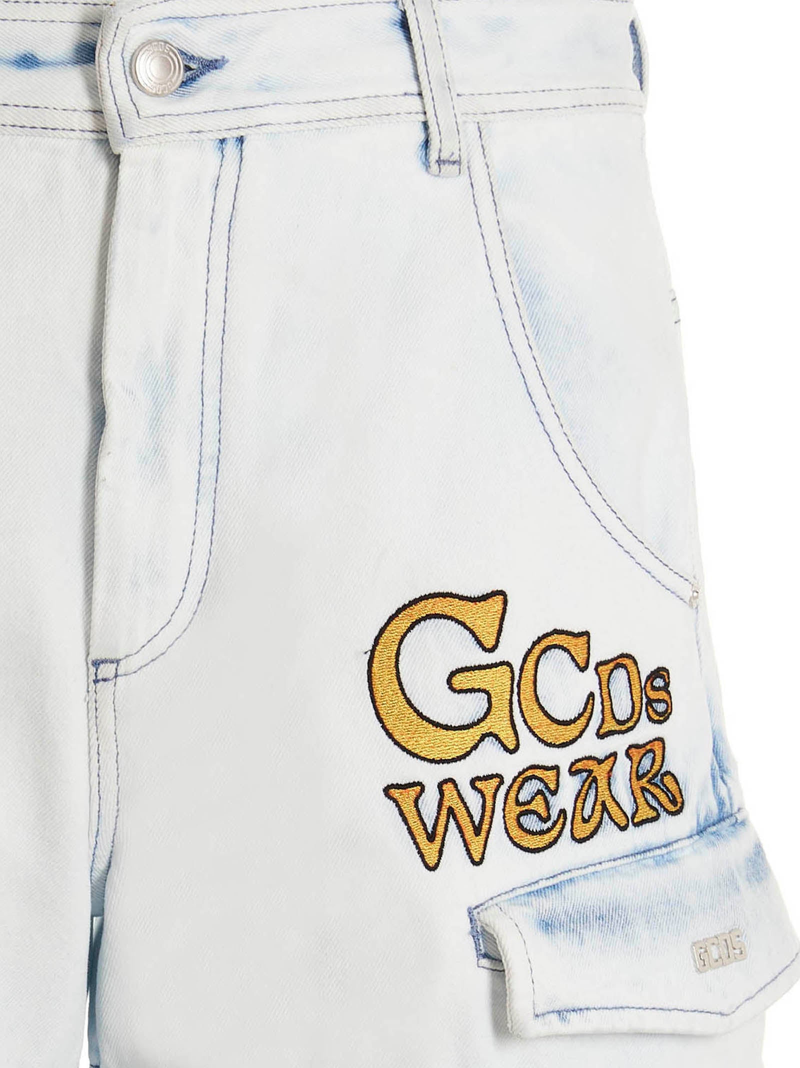 GCDS Blue Cotton Bermuda Men's Shorts