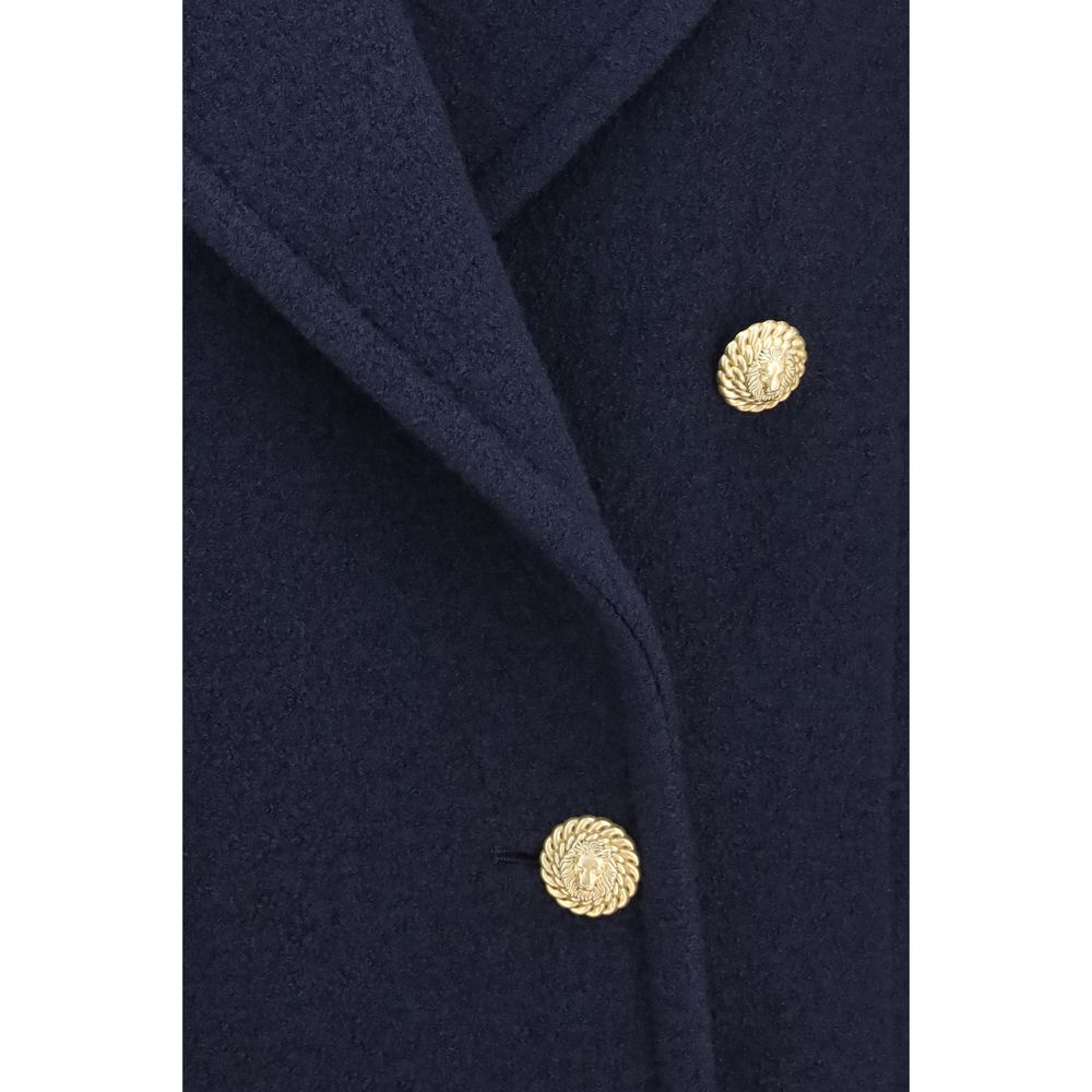 Balmain Blue Wool Oves Aries Women's Coat