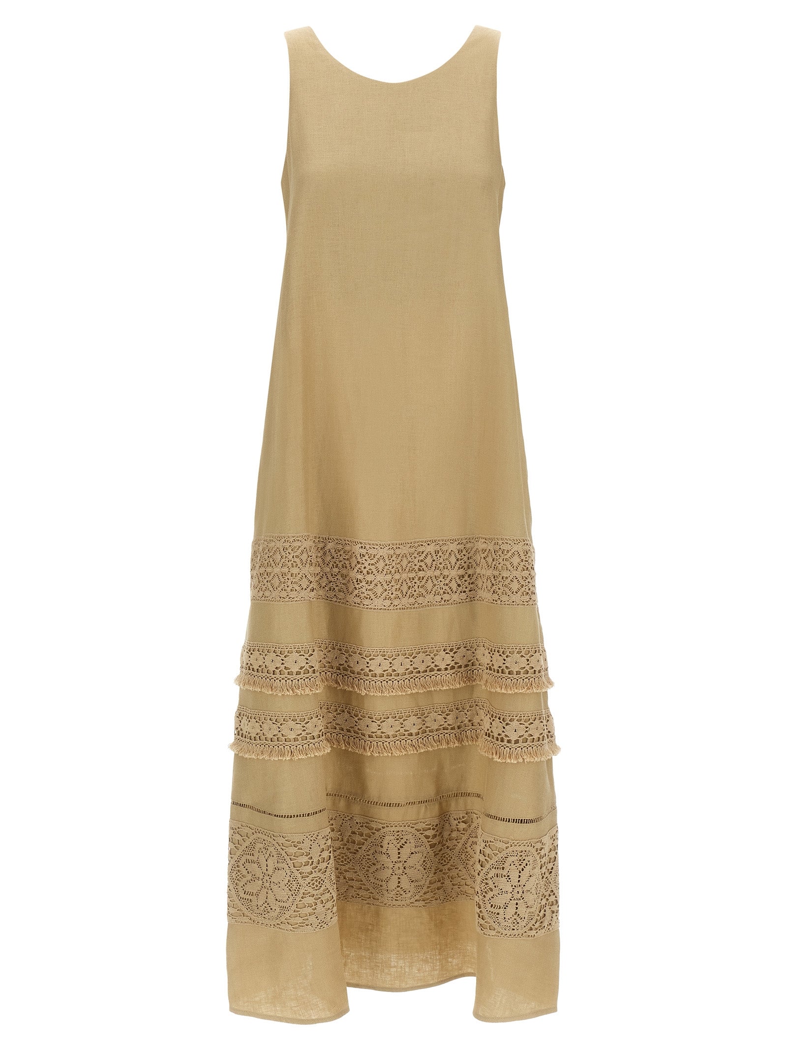 Max Mara Beige Linen Long Women's Dress