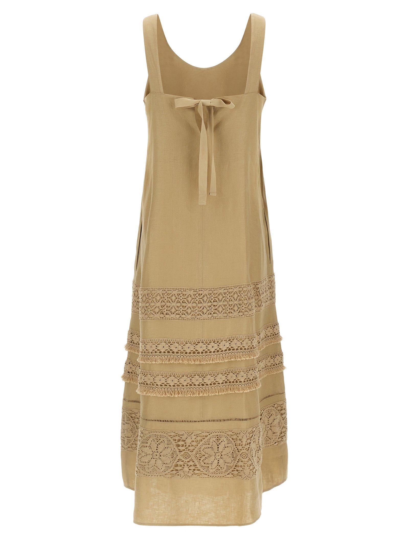 Max Mara Beige Linen Long Women's Dress