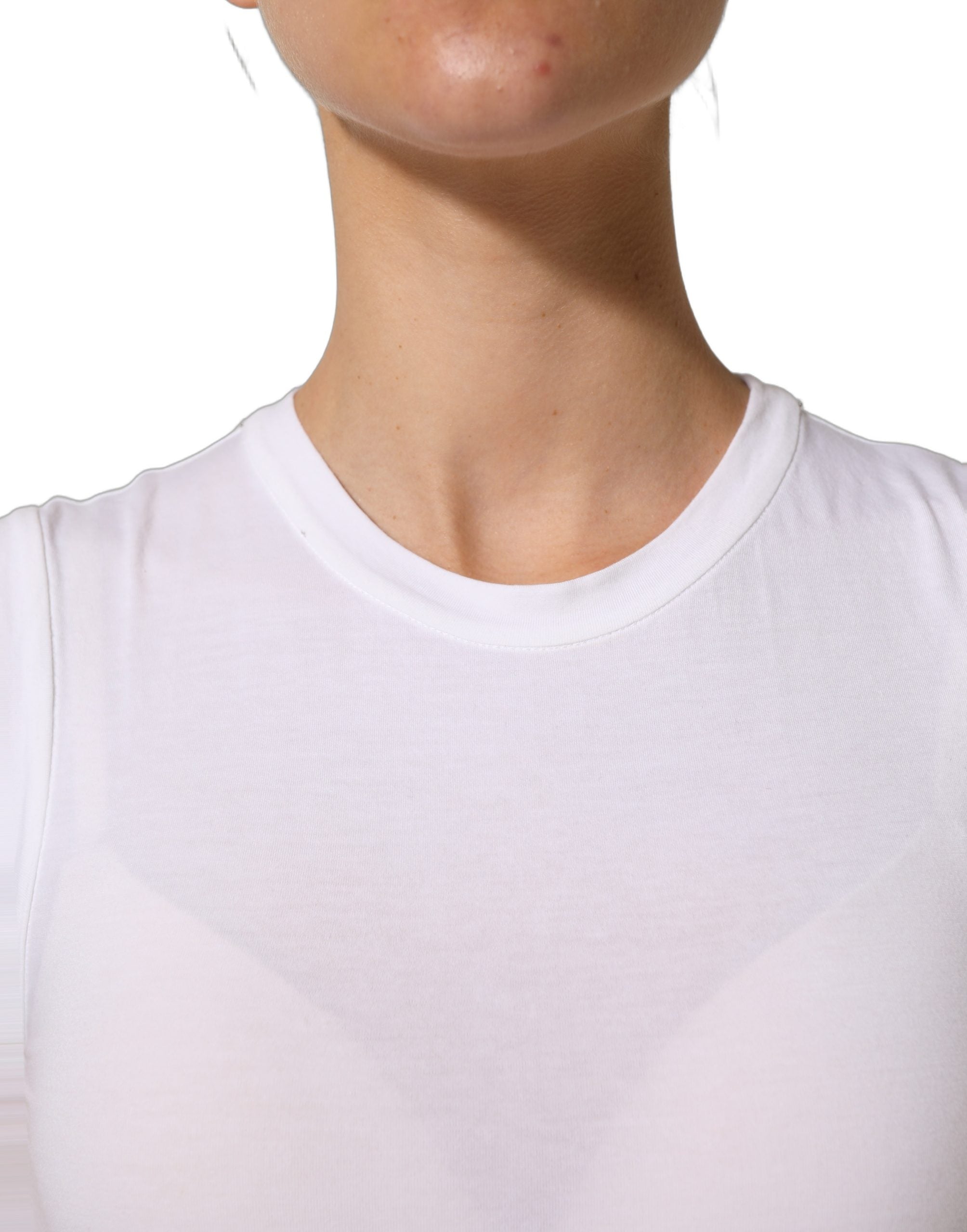 Brunello Cucinelli White SleeveLess Crew Neck Tank Blouse Women's Top (Pre-Owned)