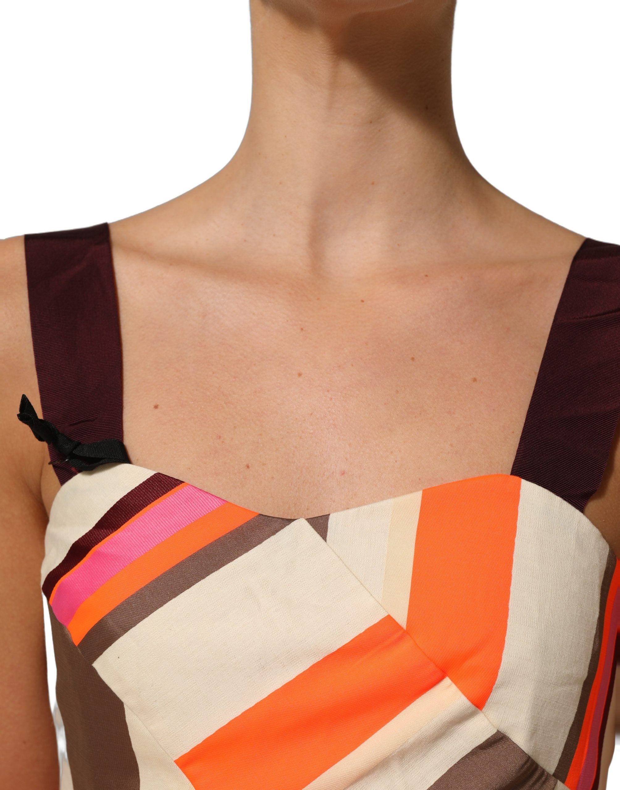PINKO Multicolor Striped Cotton Sleeveless Draped Peplum Women's Top (Pre-Owned)