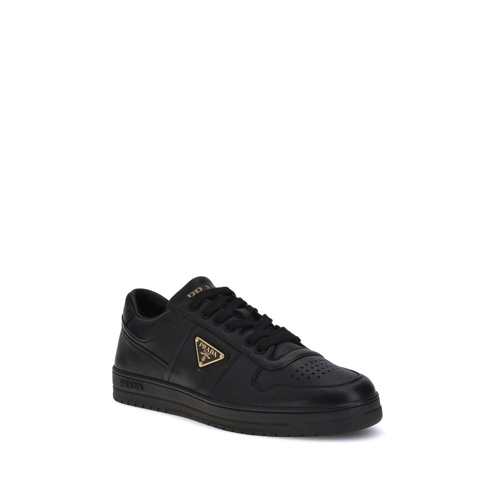 Prada Black Calf Leather Bos Taurus Low Top Men's Sneakers