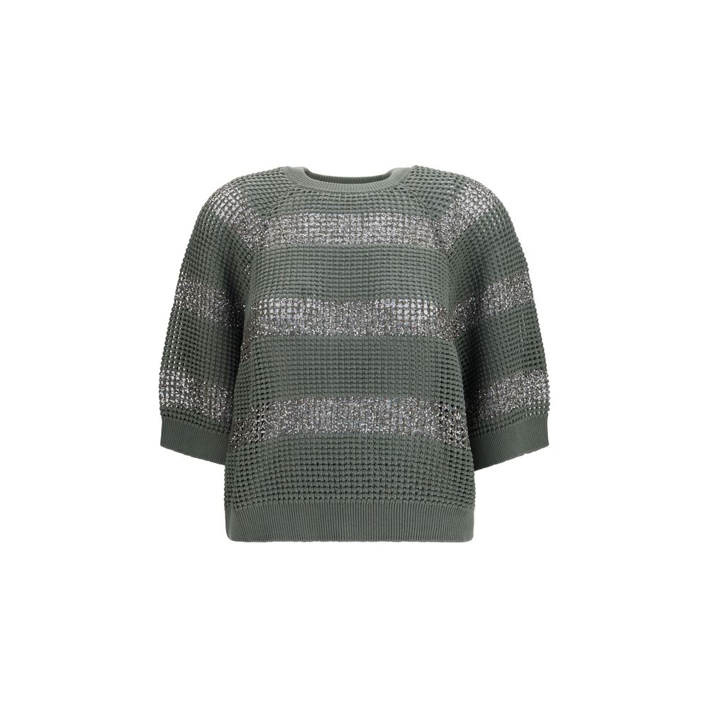Brunello Cucinelli Bicolor Cotton Women's Sweatshirt