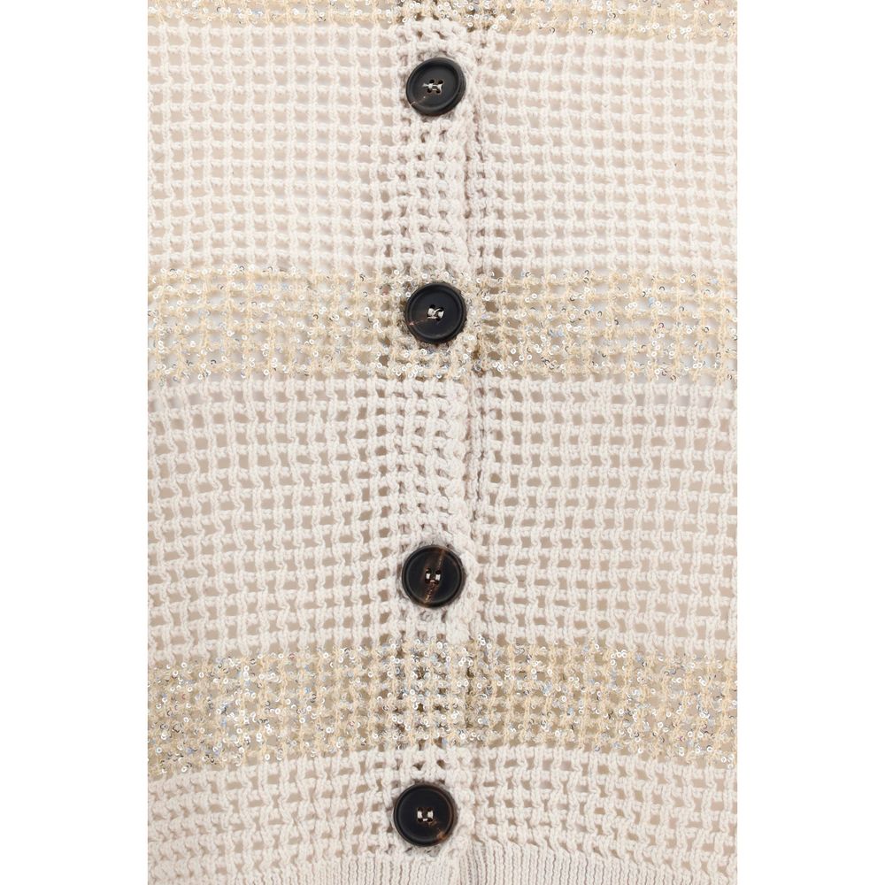 Brunello Cucinelli Beige Cotton Women's Cardigan