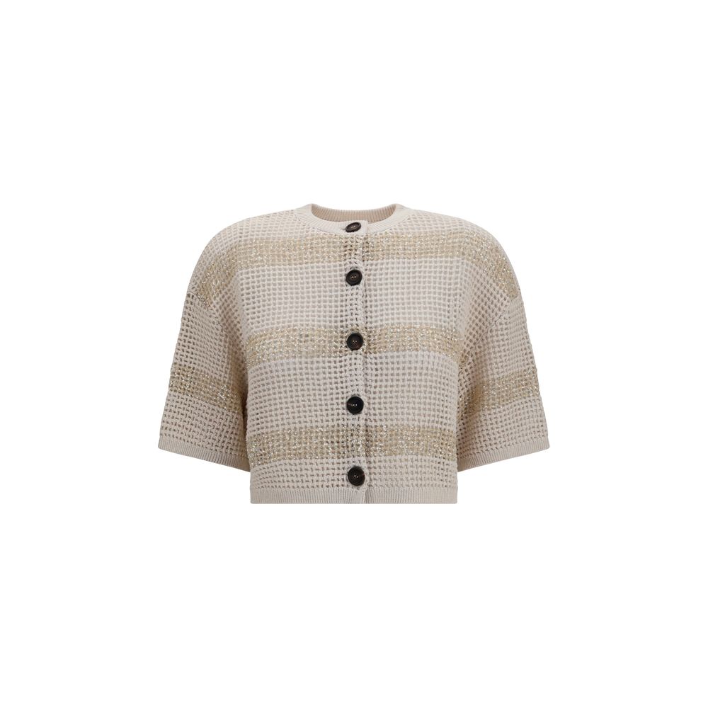 Brunello Cucinelli Beige Linen Women's Cardigan