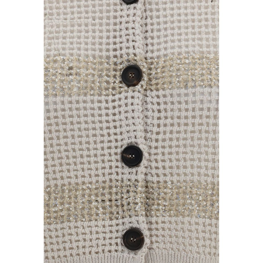Brunello Cucinelli Beige Linen Women's Cardigan