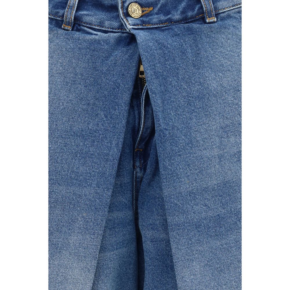 Balmain Blue Cotton Relaxed Fit Women's Jeans