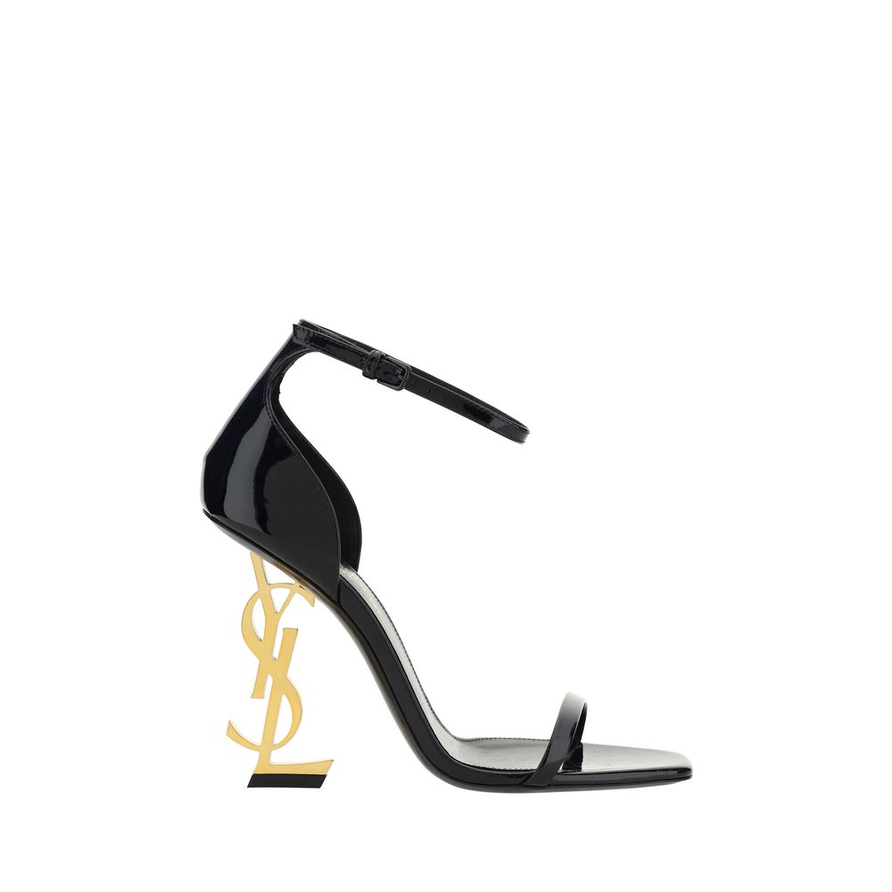 Saint Laurent Black Calf Leather Bos Taurus Stiletto Heel Women's Sandals
