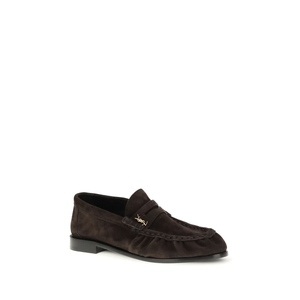 Saint Laurent Brown Calf Leather Bos Taurus Slip-On Women's Loafers