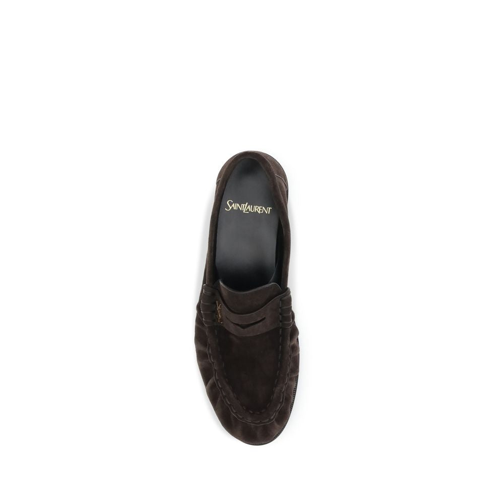 Saint Laurent Brown Calf Leather Bos Taurus Slip-On Women's Loafers