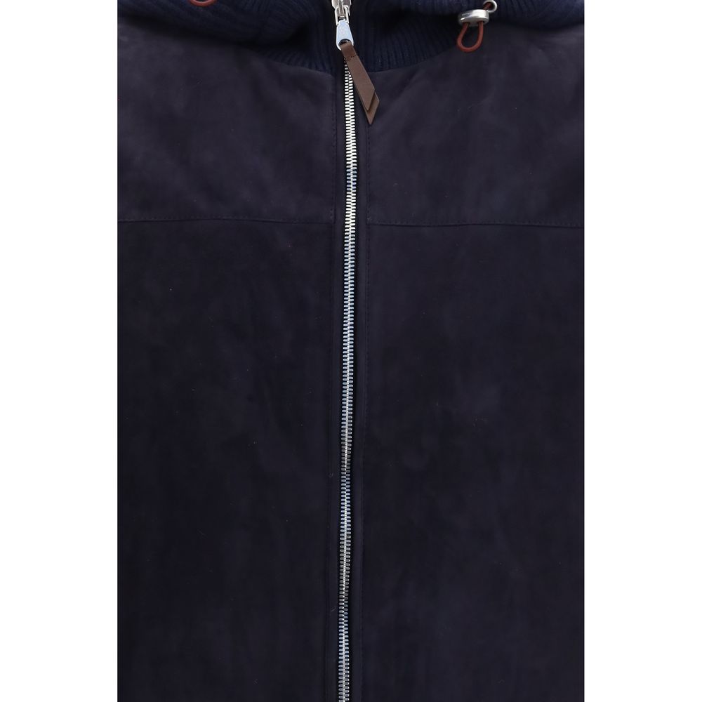 Brunello Cucinelli Blue Wool Oves Aries Full-Length Men's Jacket