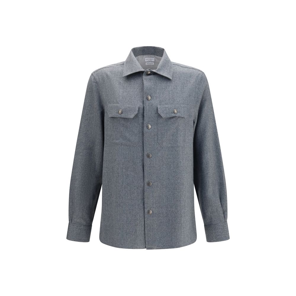 Brunello Cucinelli Gray Wool Oves Aries Men's Shirt