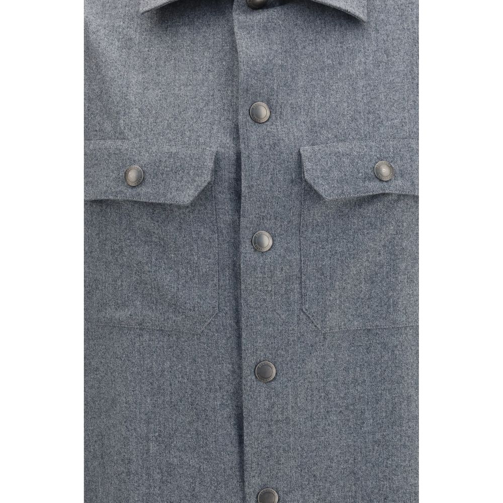 Brunello Cucinelli Gray Wool Oves Aries Men's Shirt