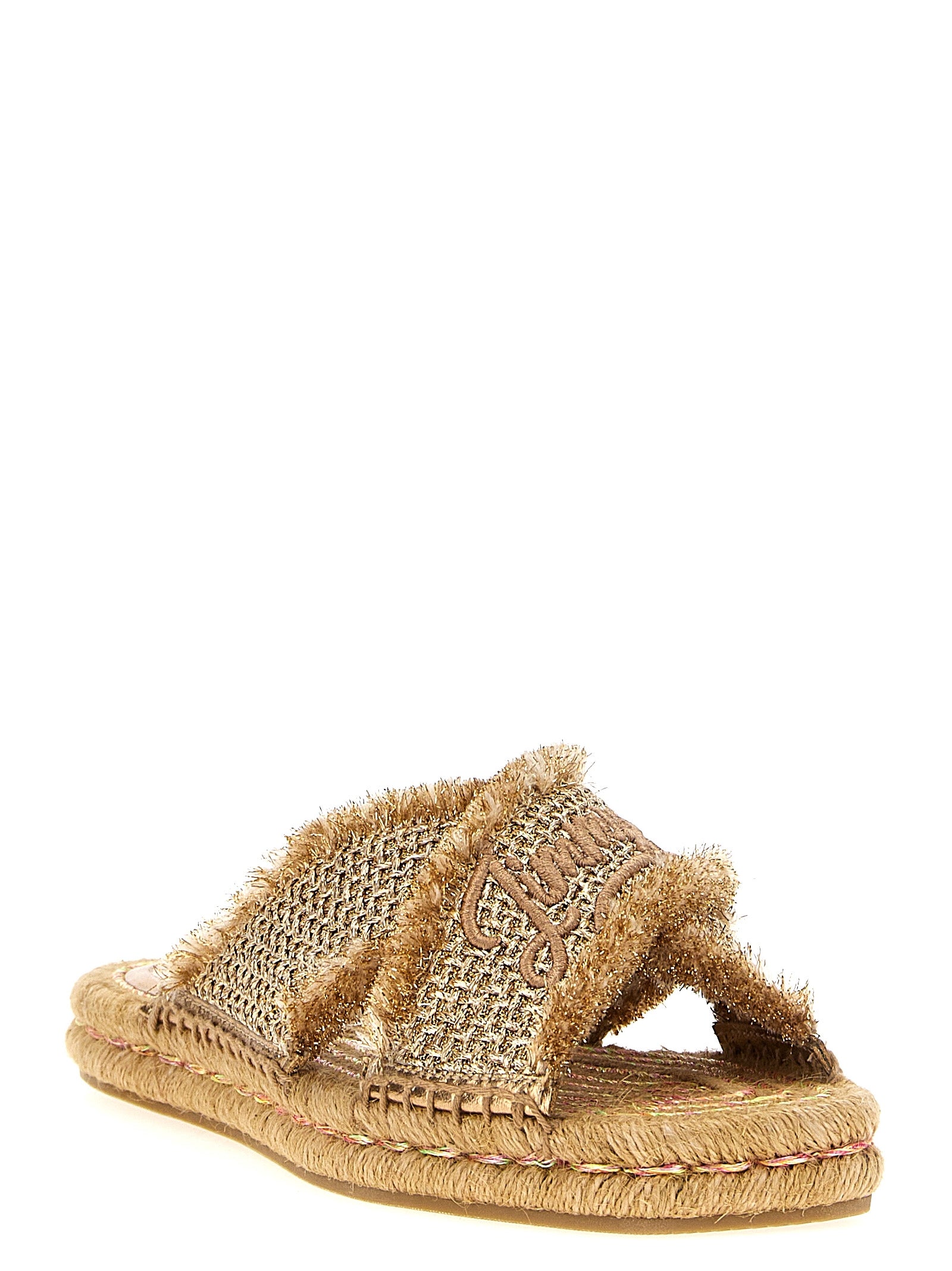 Jimmy Choo Gold Textile Women's Slides