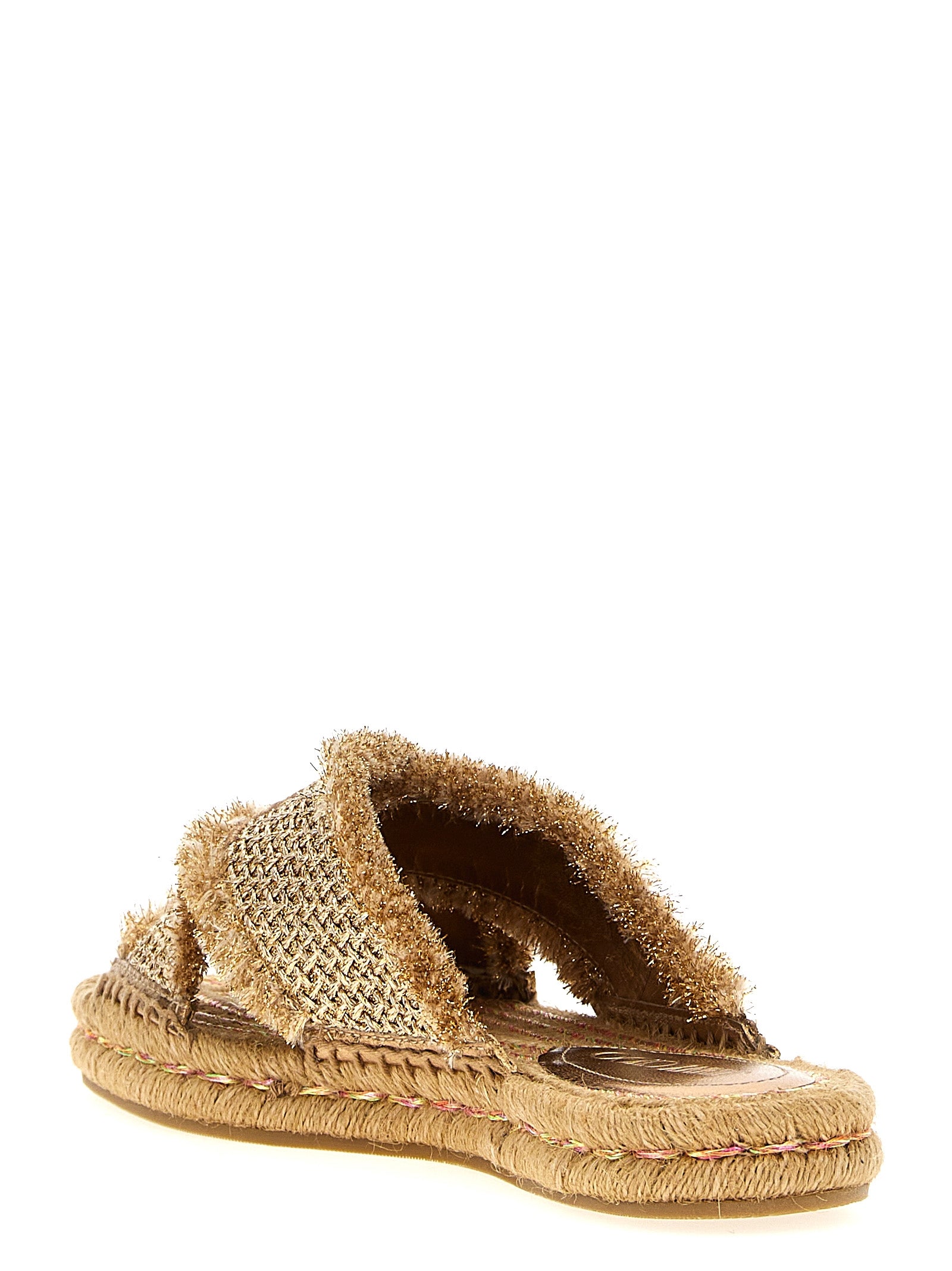Jimmy Choo Gold Textile Women's Slides