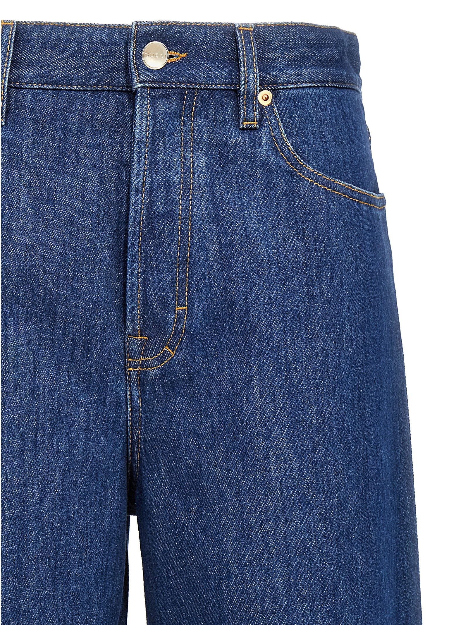 Gucci Blue Cotton Relaxed Fit Women's Jeans