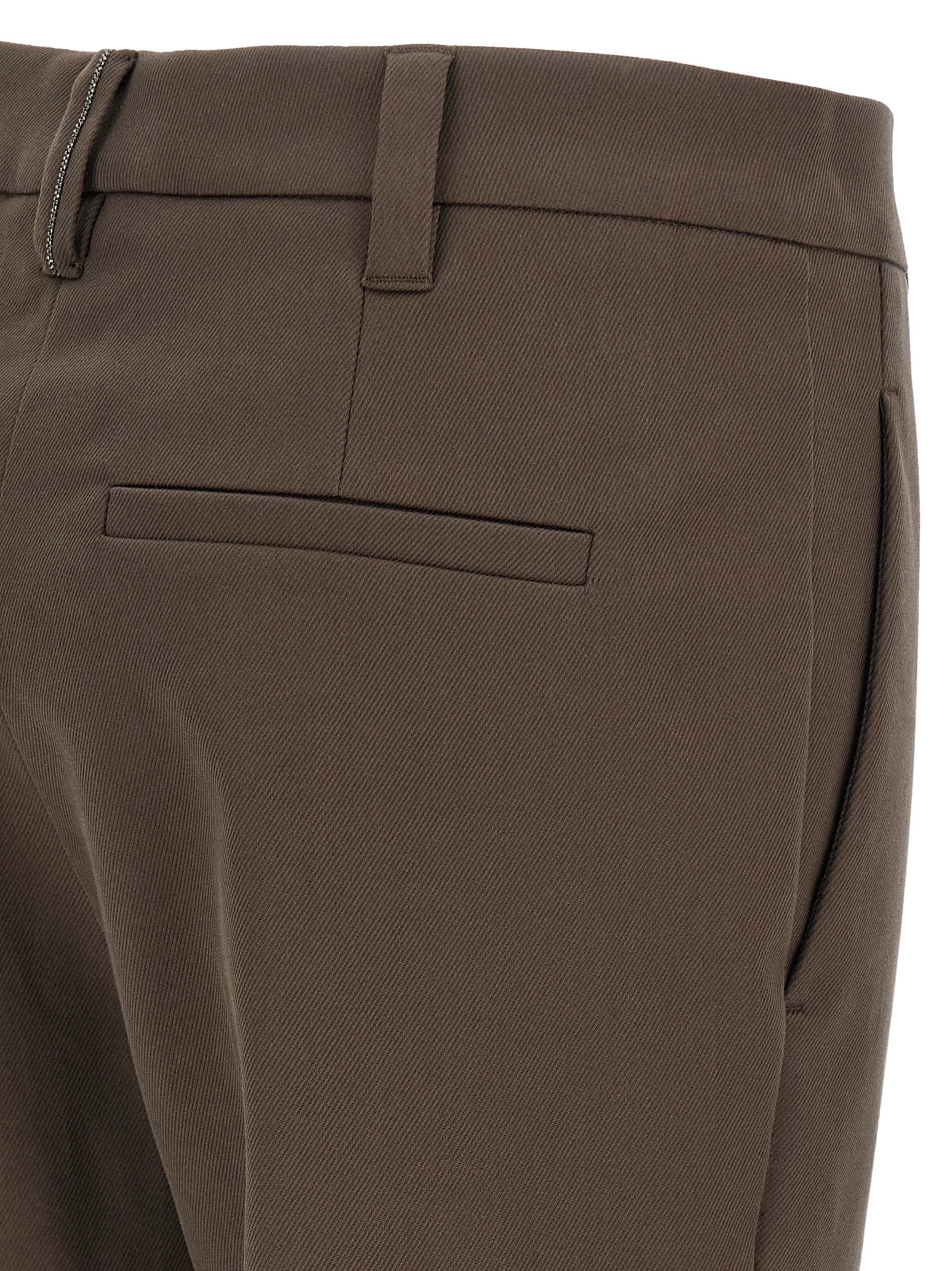 Brunello Cucinelli Brown Cotton Casual Women's Pants