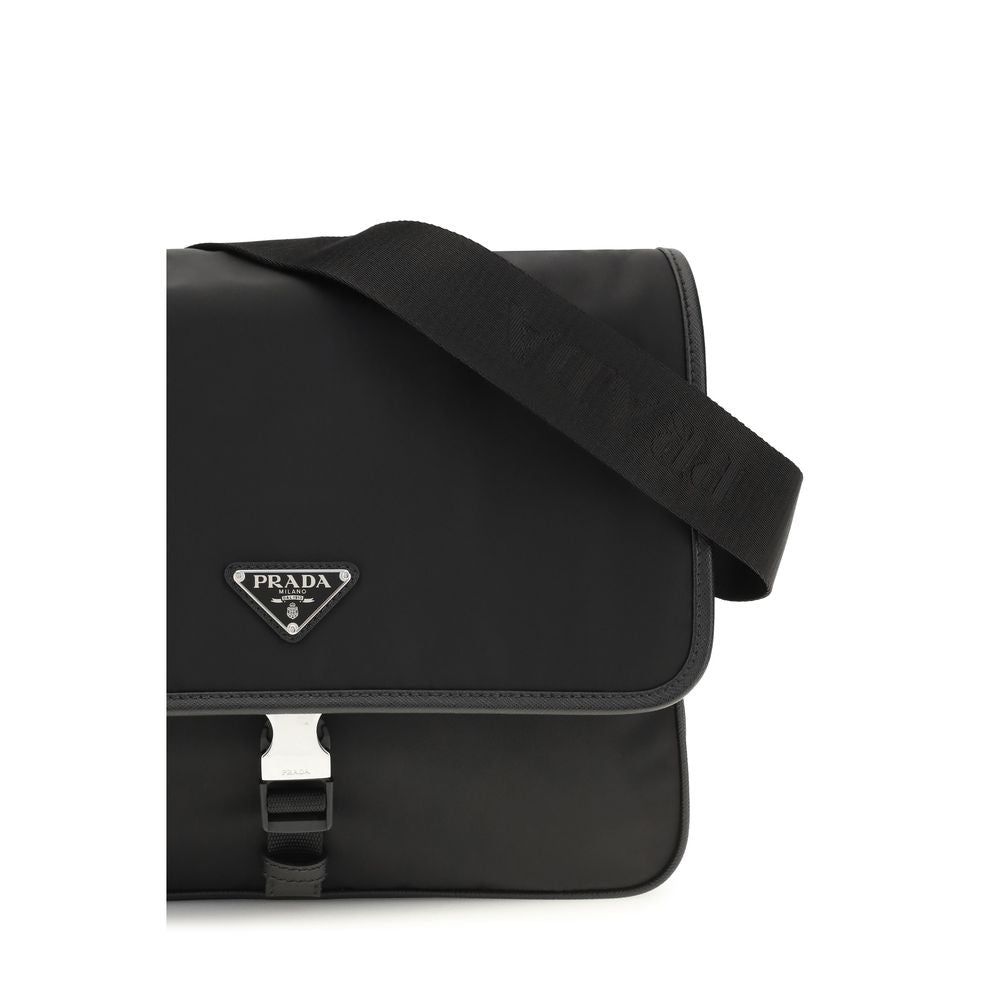 Prada Black Recycled Polyamide Shoulder Men's Bag